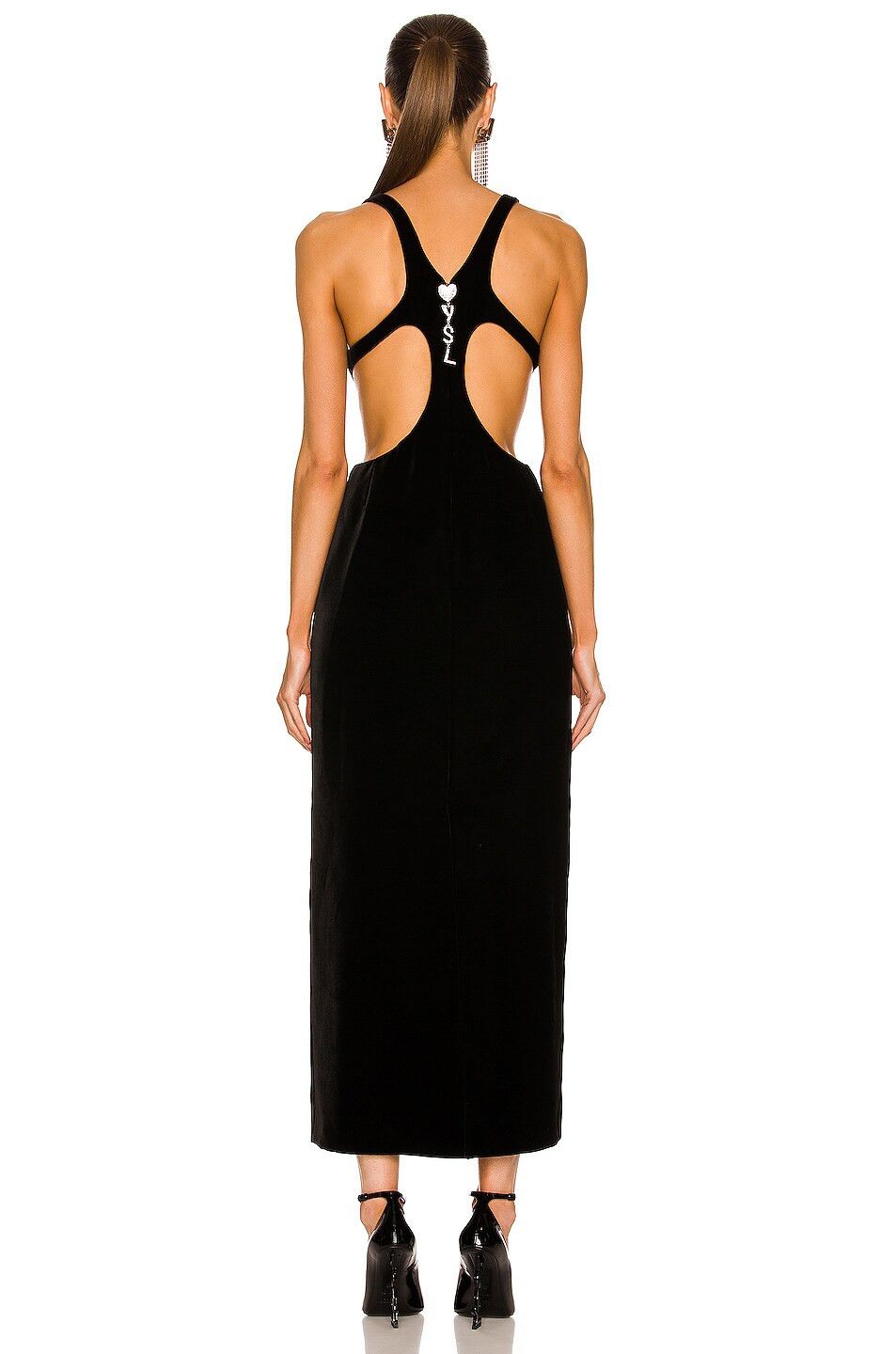 Saint Laurent Paris o1bcso1str1125 Long Tube Dress In Velvet in Black Size M / US 6-8 / IT 42-44 - 3 Thumbnail