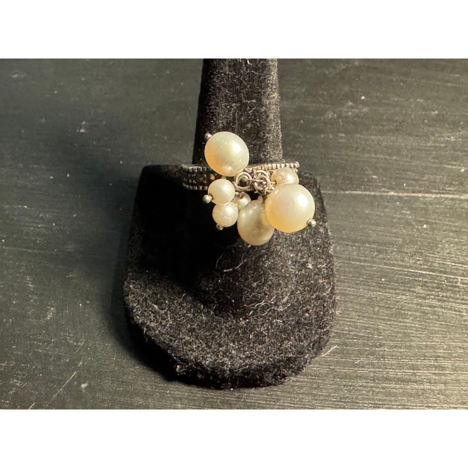 Other Sterling Judith Jack Marcasites Cha Cha Real Pearls Ring Size ONE SIZE - 2 Thumbnail