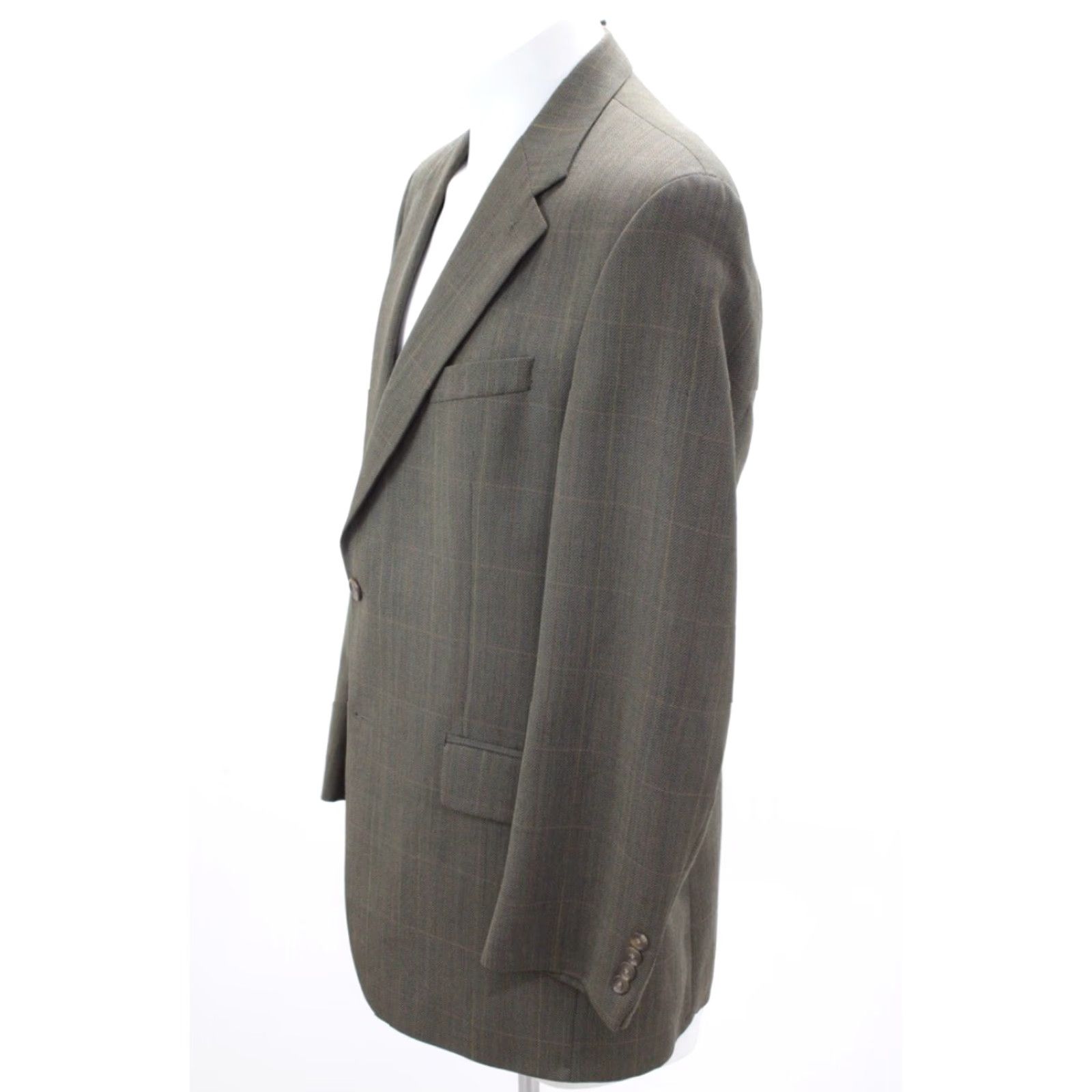 Ralph Lauren Chaps Ralph Lauren Blazer Men’s 42T Wool Green Windowpane Plaid Preppy Style Notch Lapel 2-Button Single-Breasted Regular Fit Size 42R - 3 Thumbnail