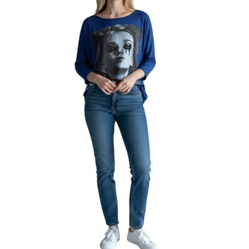 Other NWT Loop 18 Blue Graphic Tee 3/4 sleeve - Size 9/11 M Goth Size M / US 6-8 / IT 42-44 - 2 Thumbnail