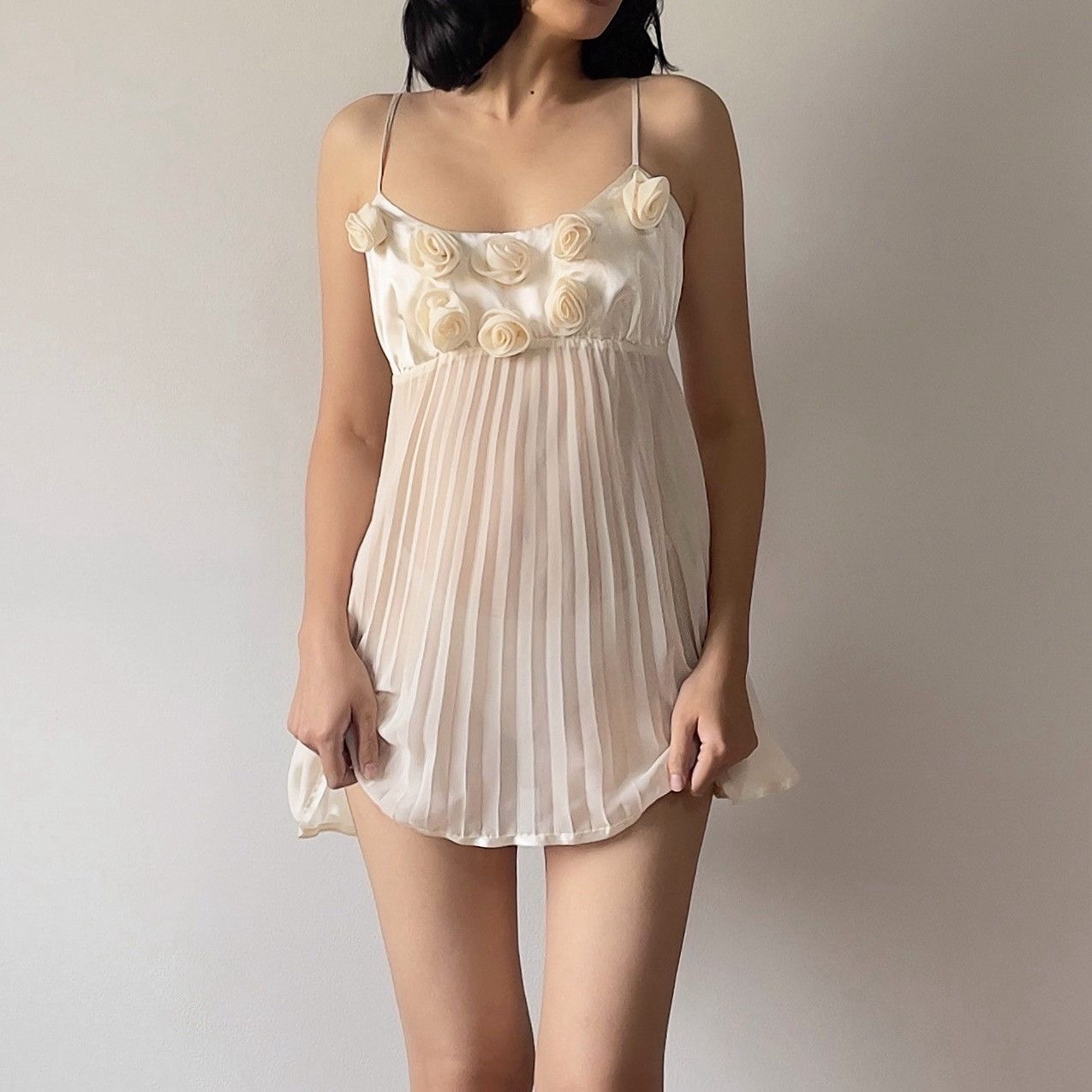 Victoria’s Secret Cream Chiffon Mini Slip Dress (S)