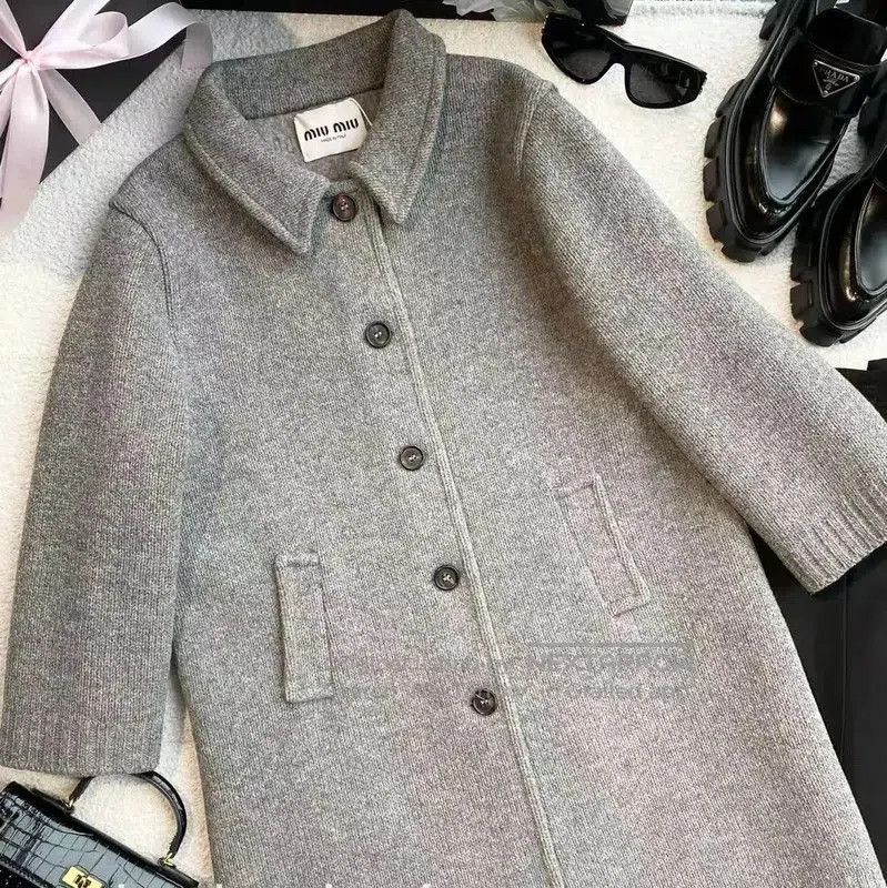 Miu Miu Miu Miu Gray Wool Women's Coat . Size XXS / US 00 / IT 34 - 4 Thumbnail