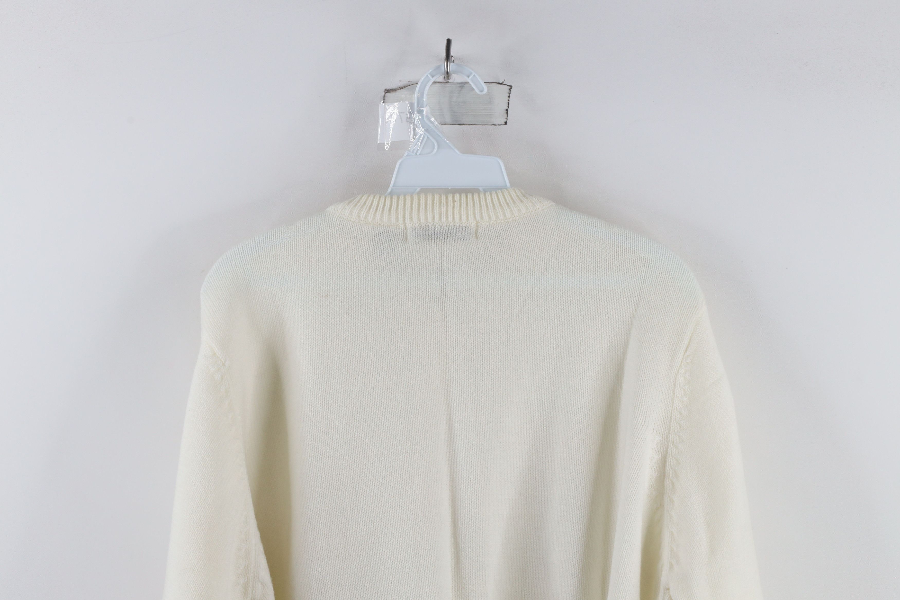 Vintage Vintage 90s Streetwear Cable Knit Cardigan Sweater White Size XL / US 12-14 / IT 48-50 - 9 Thumbnail
