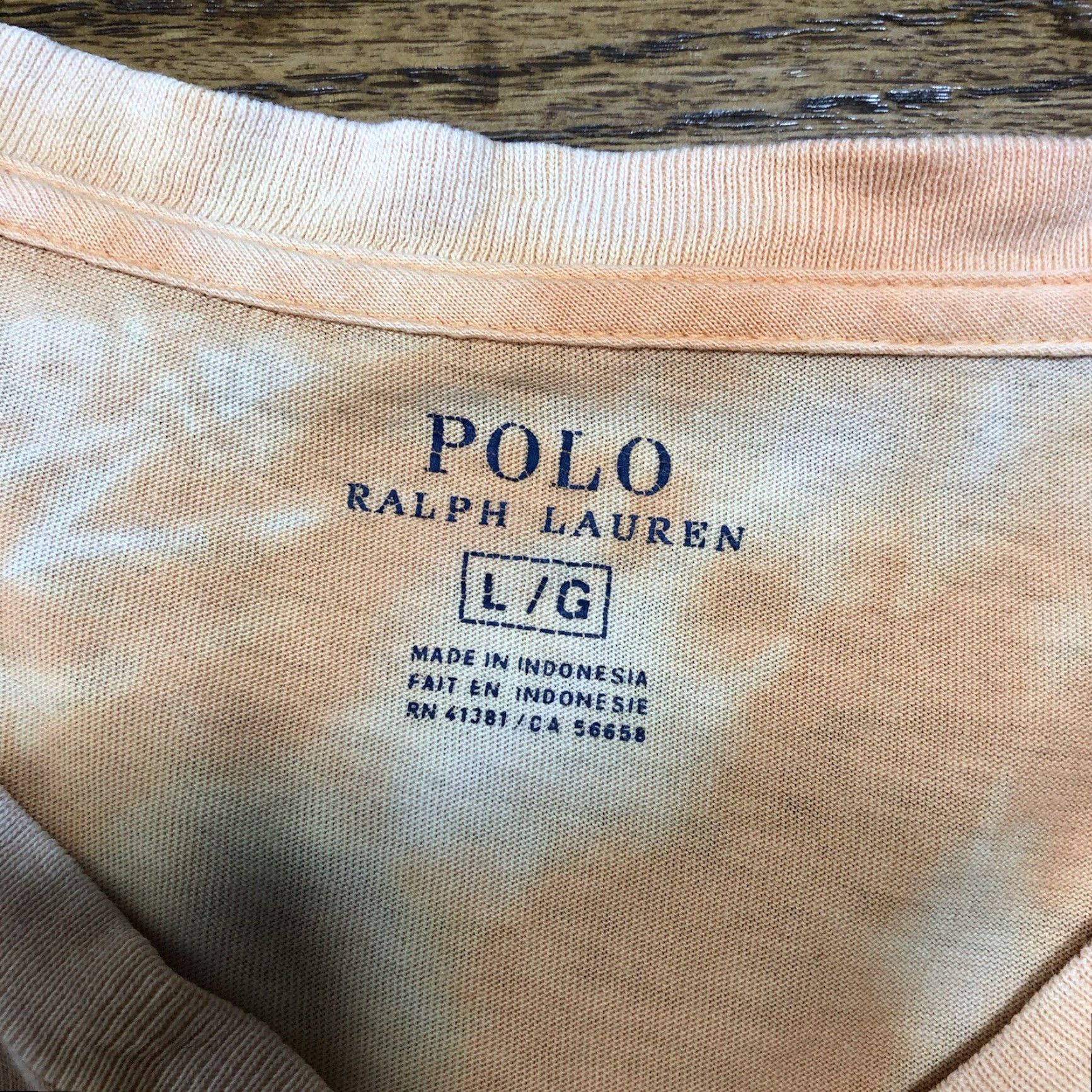 Polo Ralph Lauren VINTAGE Polo Ralph Lauren T-Shirt Shirt L Mens Orange Tie Dye V-Neck Acid Wash Single Stitch Short Sleeve Size US L / EU 52-54 / 3 - 4 Thumbnail