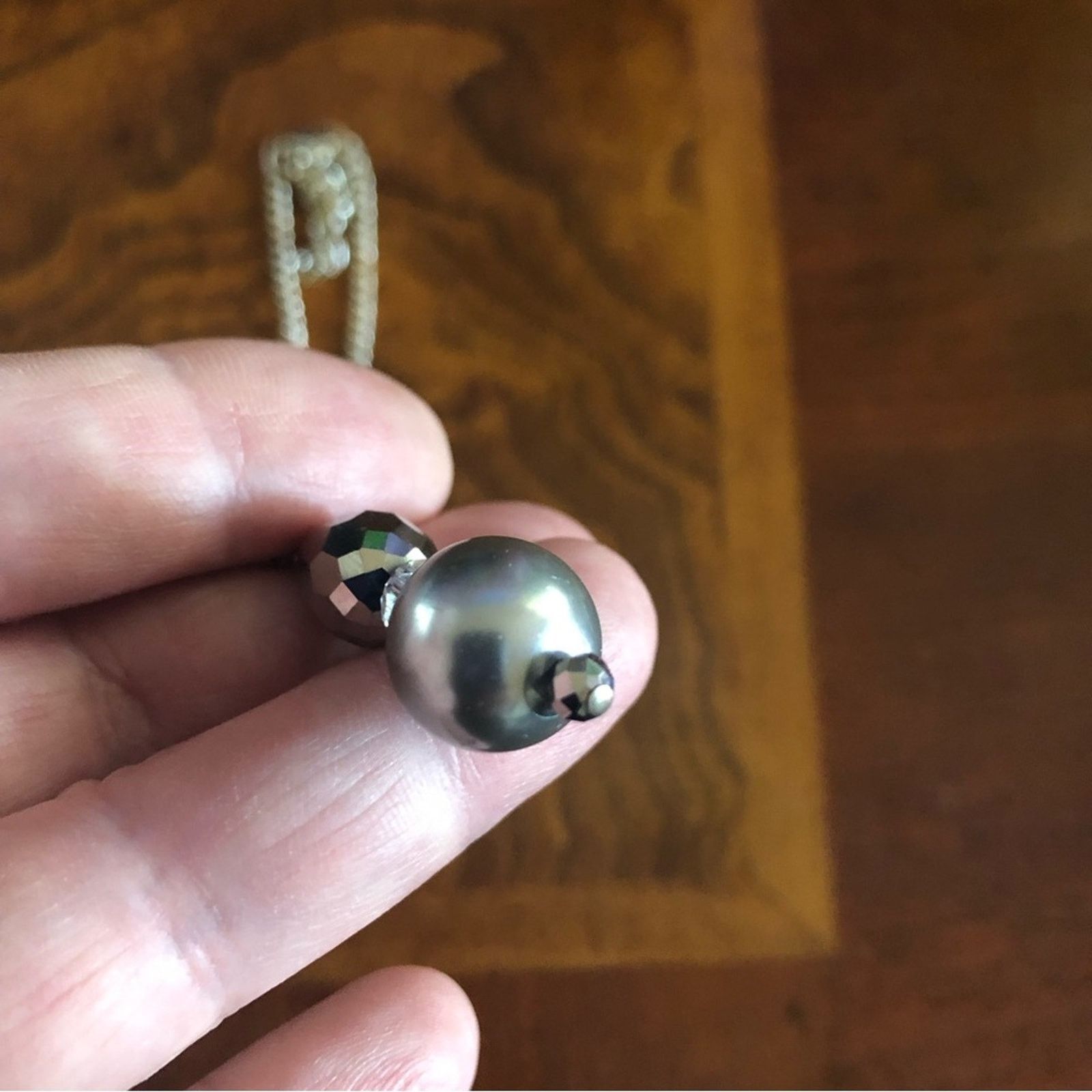 Handmade Handcrafted faceted glass crystal and pearl drop necklace Size ONE SIZE - 9 Thumbnail