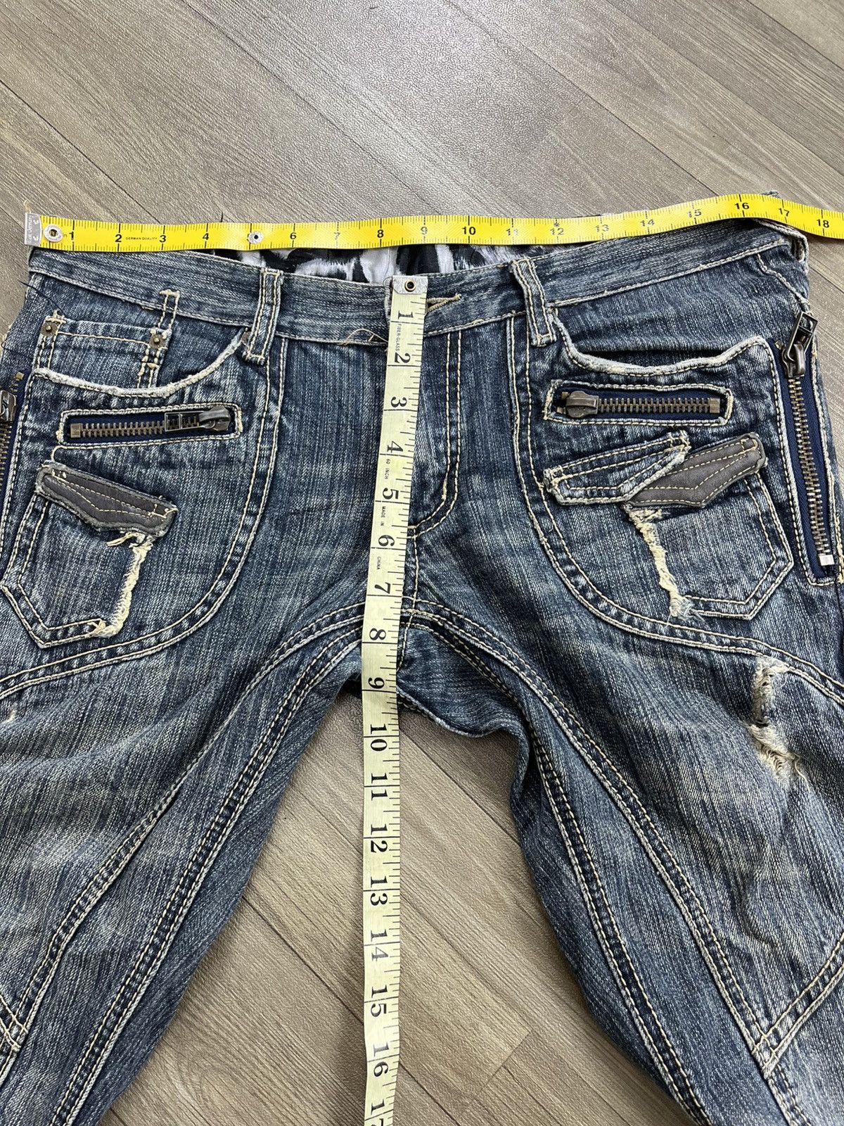 Tornado Mart 2000s Tornado Mart Washed Spiral Distressed Flared Jeans Lgb Size US 33 - 23 Thumbnail
