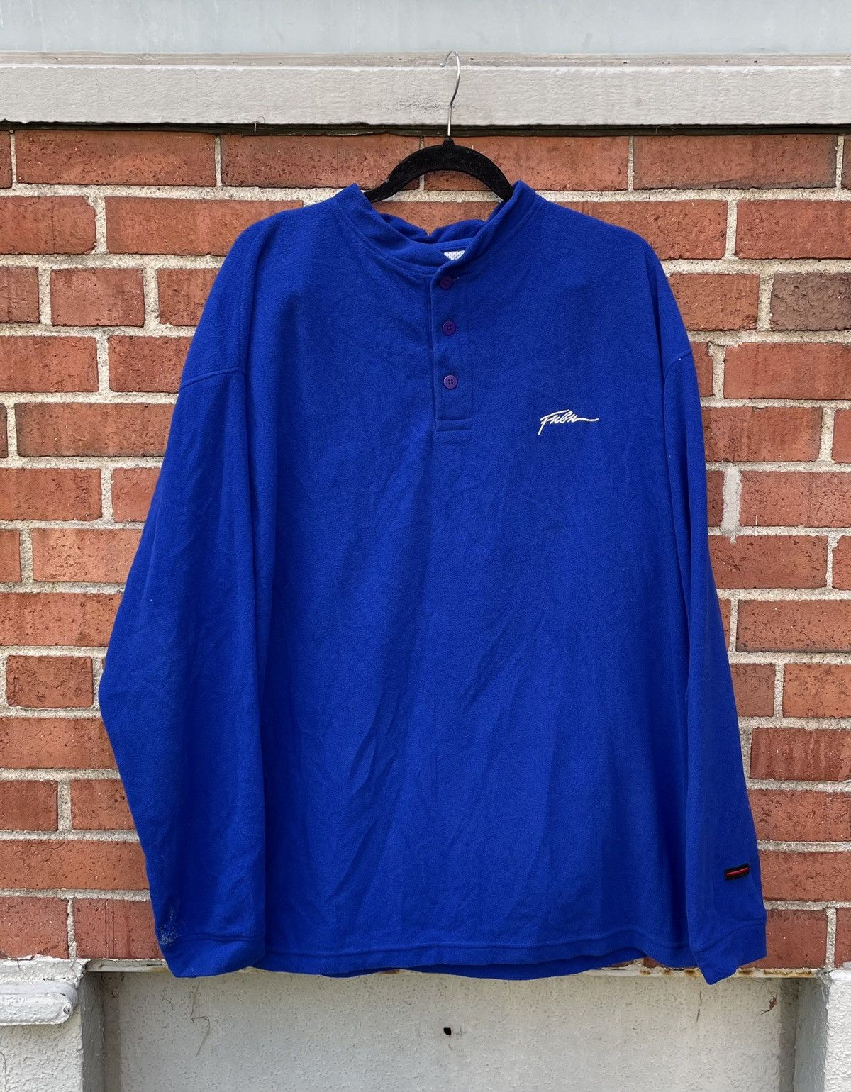 Fubu Vintage 90s Fubu 1/4 Button Spellout Fleece Pullover Size US XL / EU 56 / 4 - 1 Thumbnail