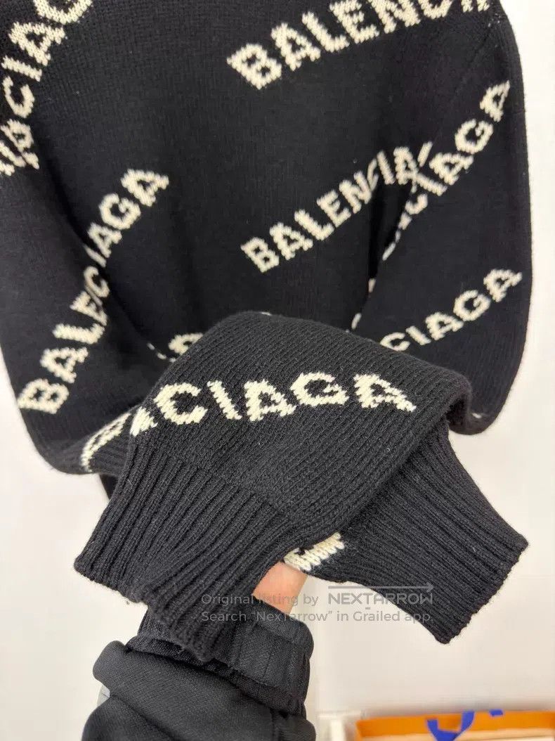 Balenciaga Balenciaga Black Logo Printed Knit Sweater Size US XS / EU 42 / 0 - 5 Thumbnail
