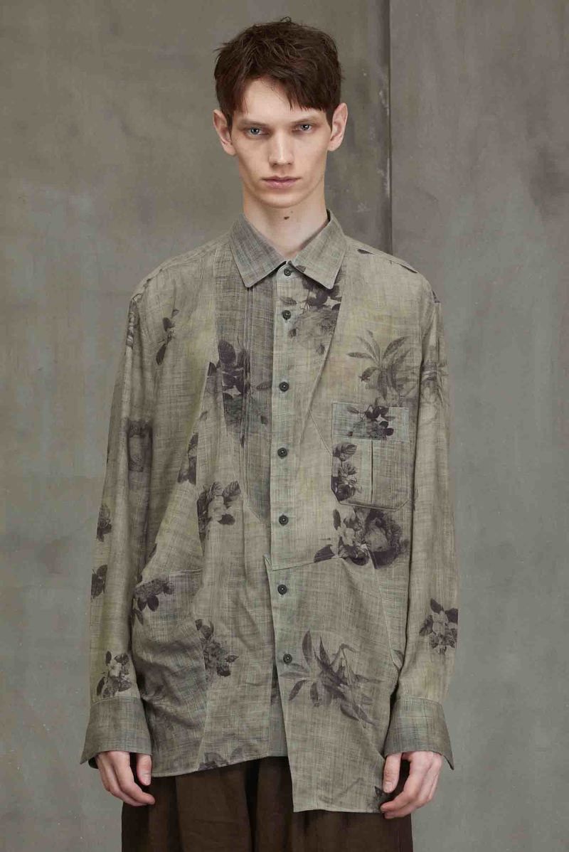 Ziggy Chen Floral Asymmetrical Pleated Shirt Size US S / EU 44-46 / 1 - 6 Thumbnail