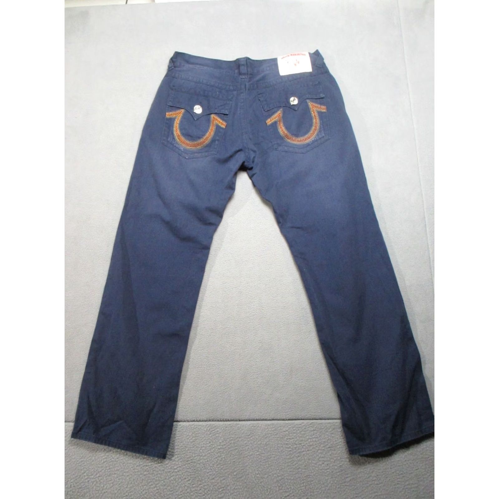 True Religion True Religion Jeans Mens 38x34 Blue Denim Ricky Straight Distressed Embroidered Jeans Size US 38 / EU 54 - 2 Thumbnail