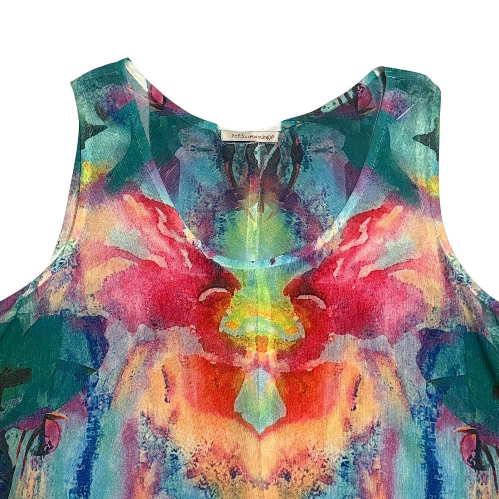 Other Soft Surroundings Waterflower Sheer Tank Top Sharkbite Hem Size M / US 6-8 / IT 42-44 - 4 Thumbnail