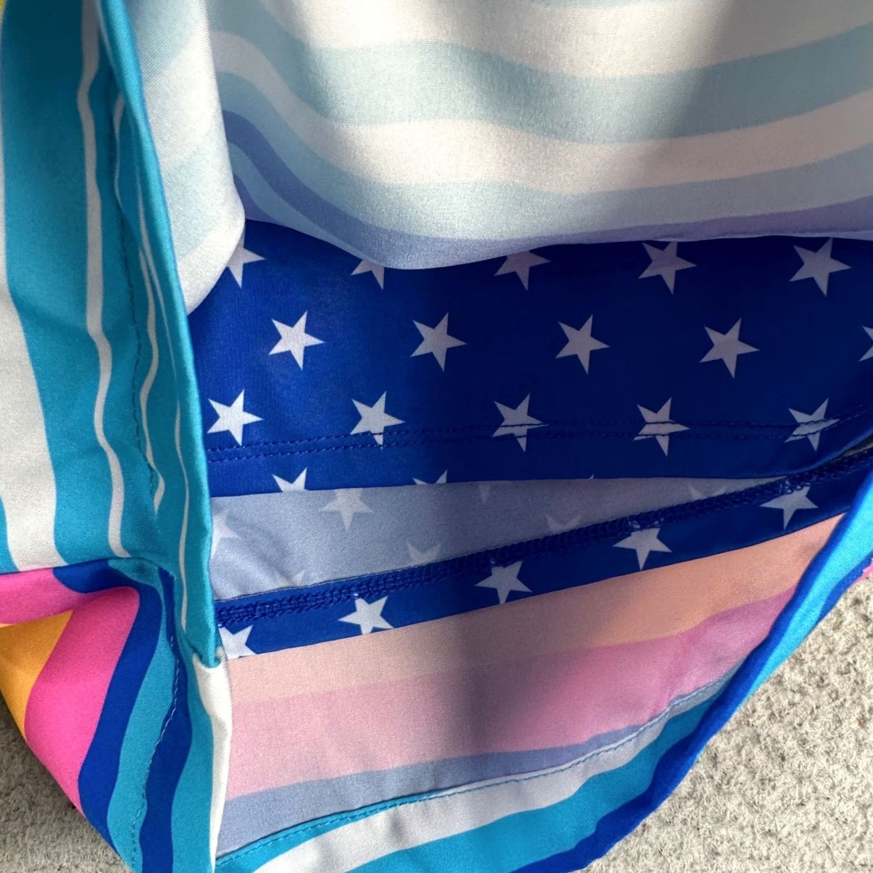 Chubbies Chubbies Mens Swim Trunks XL Blue Retro Stripes Drawstring Lined Board Shorts Size US 36 / EU 52 - 4 Thumbnail