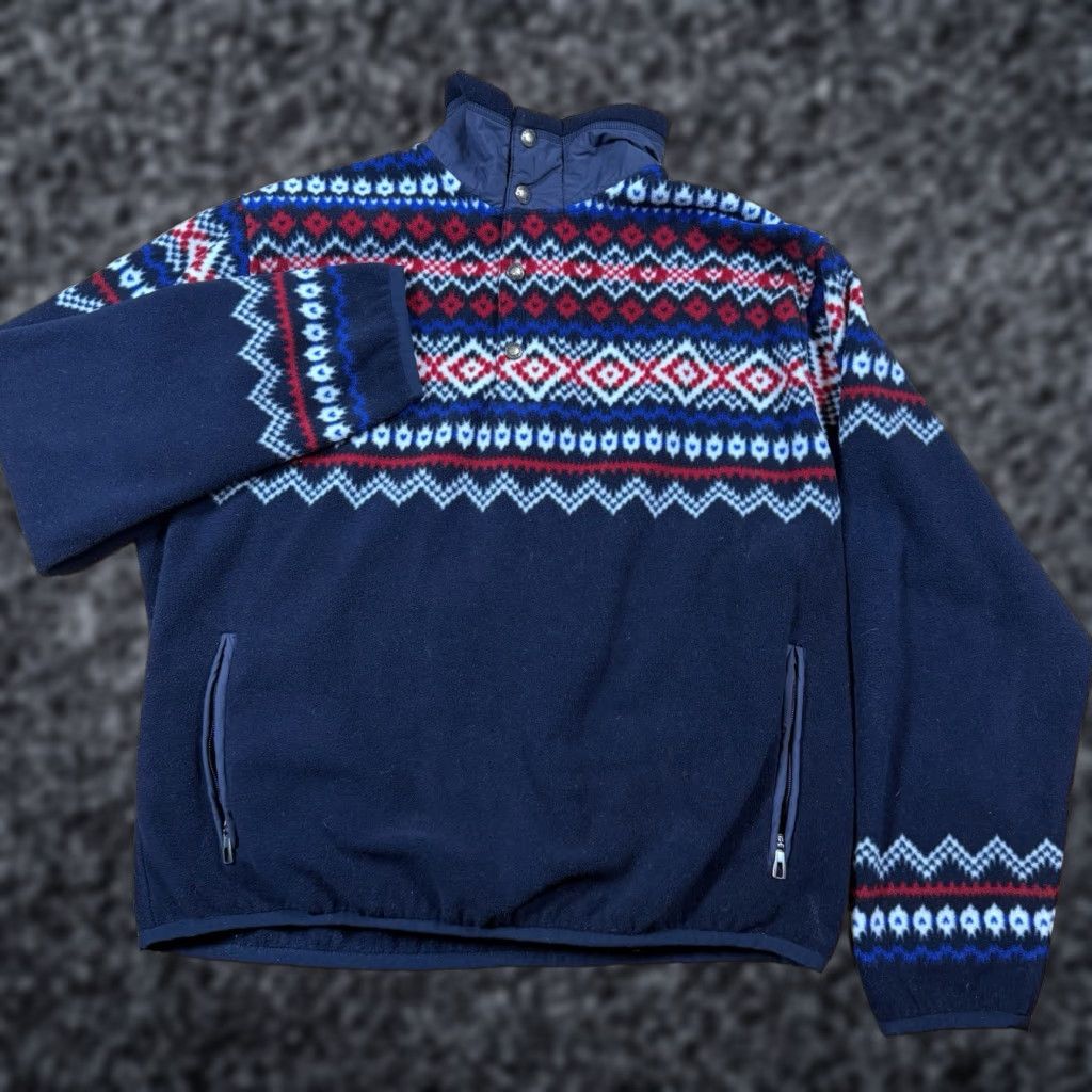 Ralph Lauren Polo Ralph Lauren Sweater Fleece Fair Isle 1/4 Zip Blue Mens Large Aztec Size US L / EU 52-54 / 3 - 1 Thumbnail