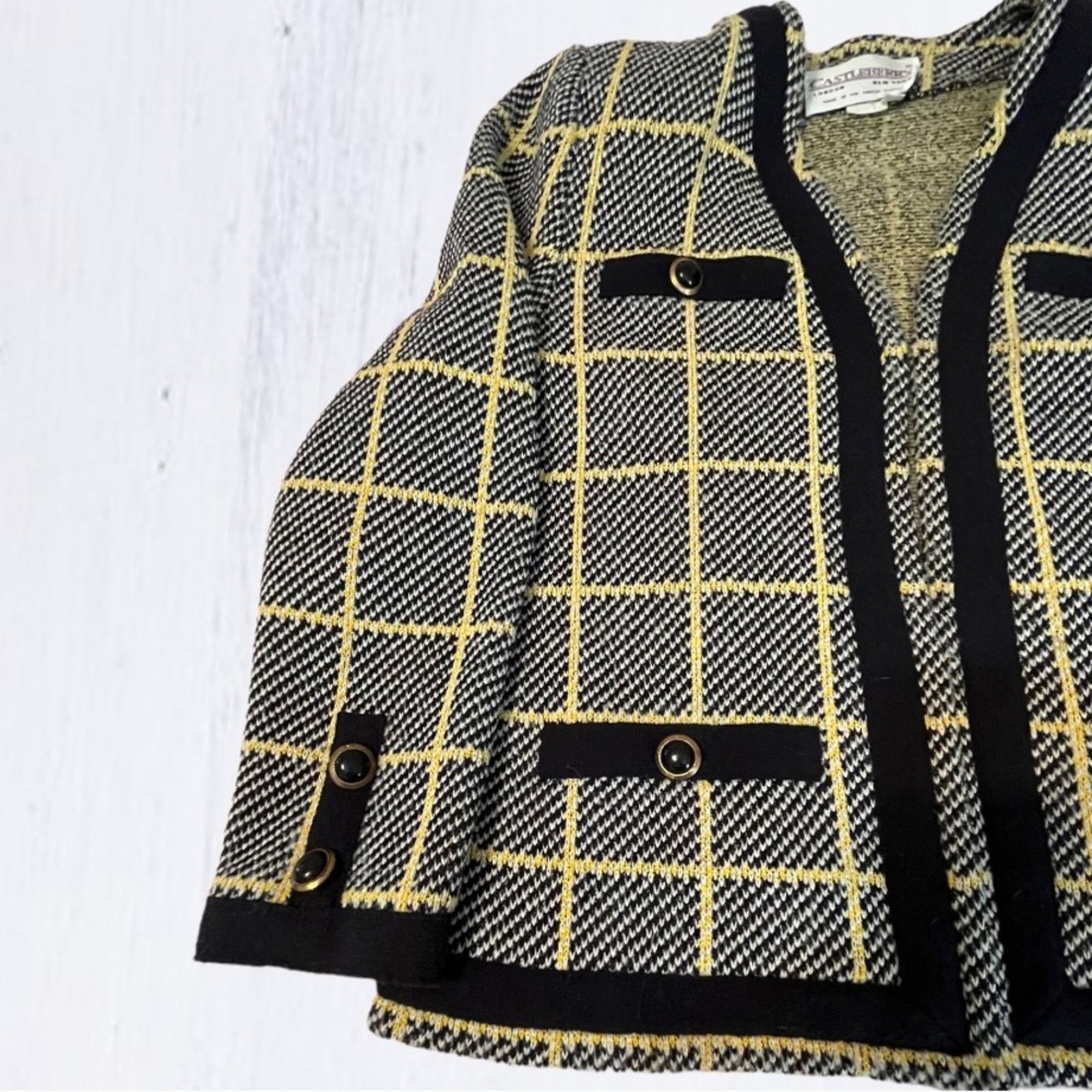 Vintage 80s Vintage Castleberry London New York tweed blazer coat Size XXL / US 16-18 / IT 52-54 - 4 Thumbnail