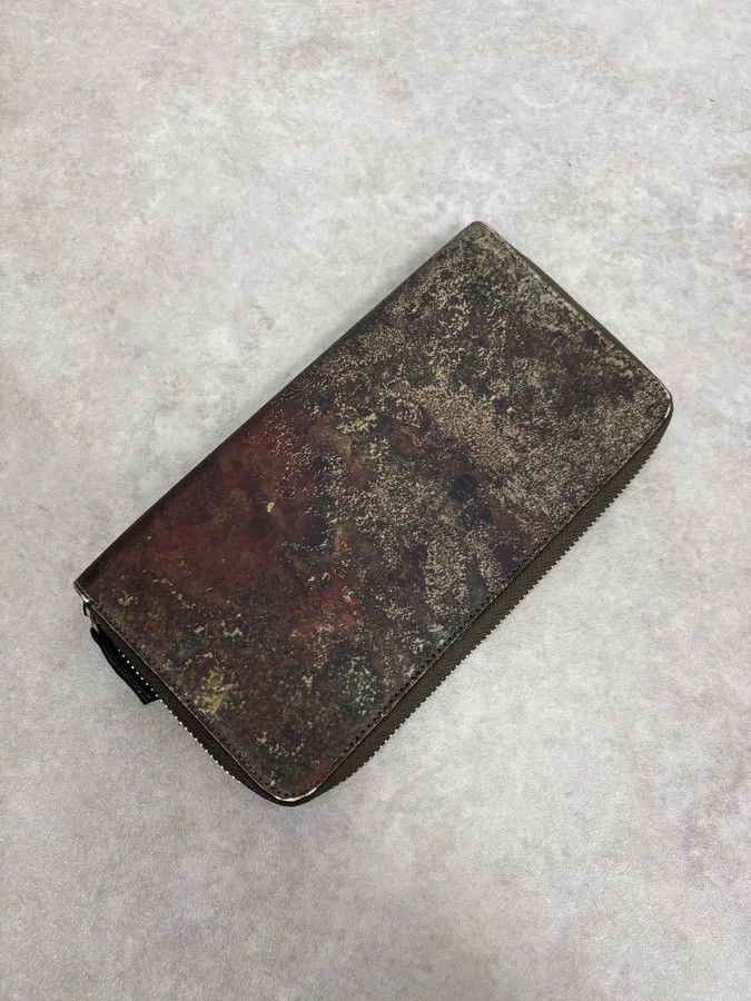 Jean Paul Gaultier AW1995 Jean Paul Gaultier World Eroded Green Leather Wallet Size ONE SIZE - 2 Thumbnail