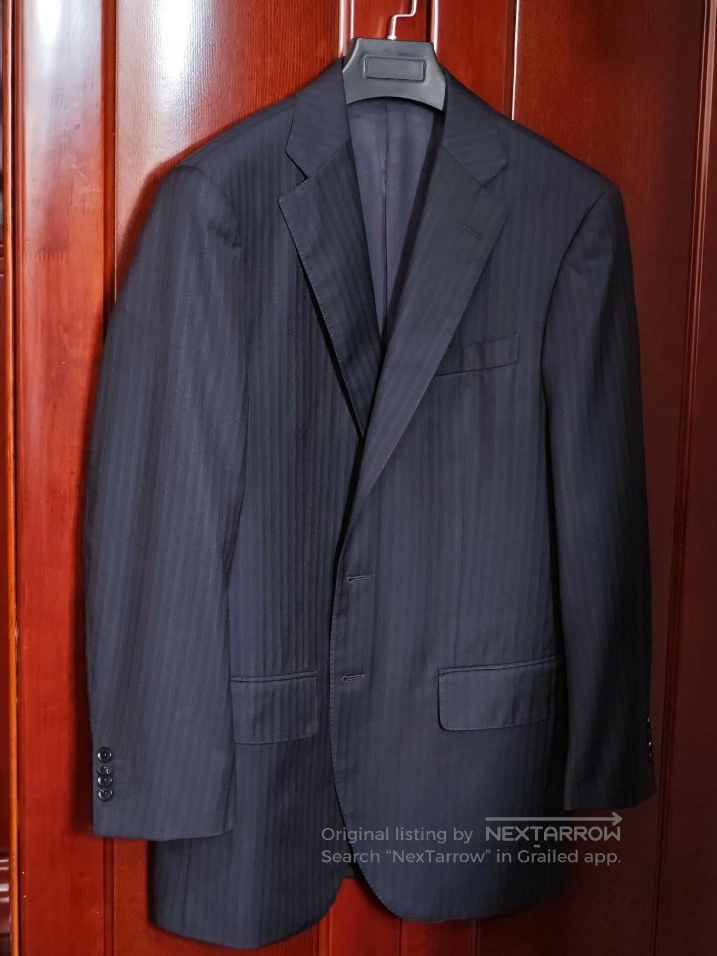 Carlo Barbera Wool-Linen Striped Suit Jacket.