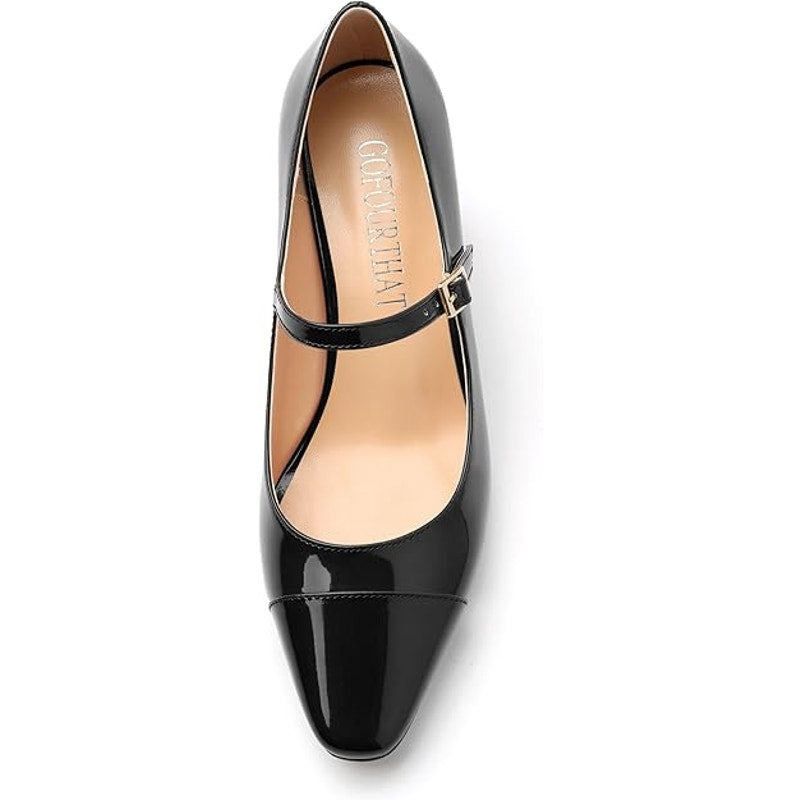 Other Gofourthat Women's 8.5 Black Faux Leather Closed Toe Heels Size US 8.5 / IT 38.5 - 3 Thumbnail