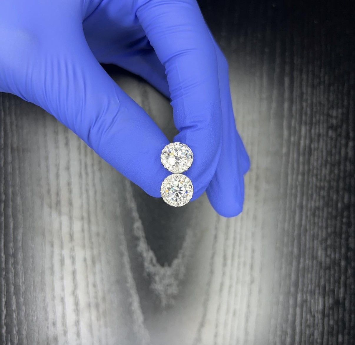 Moissanite Halo Cluster Earrings 7.5mm