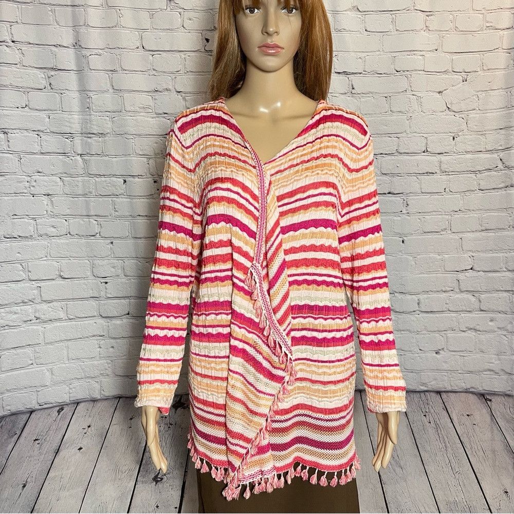 Chicos Chico's Tassel Wave Striped Cardigan Size 3 US XL Size XL / US 12-14 / IT 48-50 - 3 Thumbnail