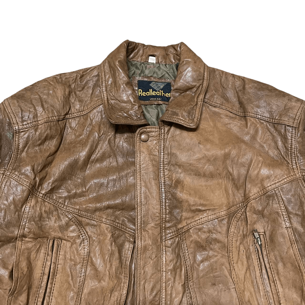 Genuine Leather Vintage 00's Real Leather Bomber Style Jacket Size US L / EU 52-54 / 3 - 2 Thumbnail