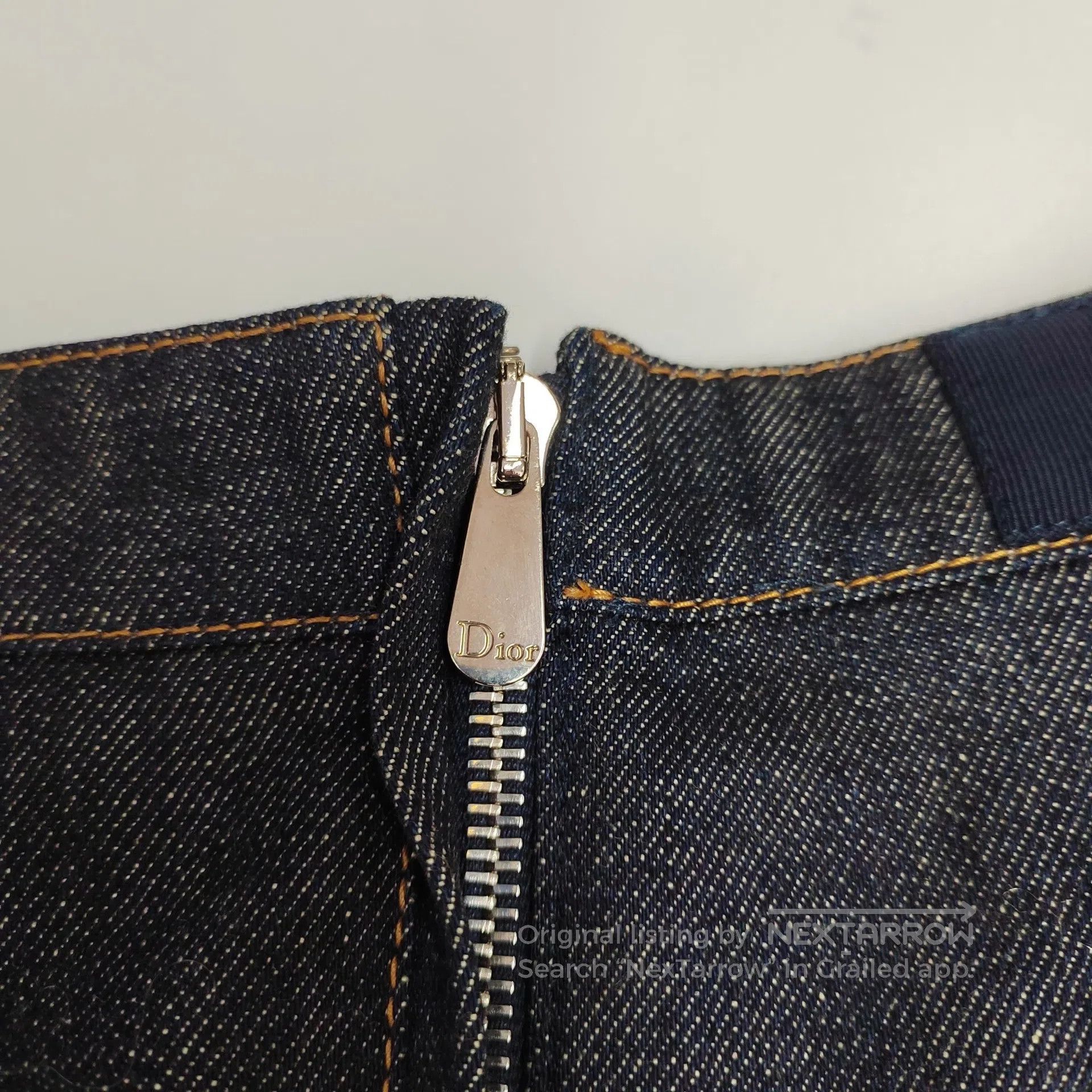 Dior Dior Dark blue denim short skirt with rhinestone and bead Size 35" - 3 Thumbnail