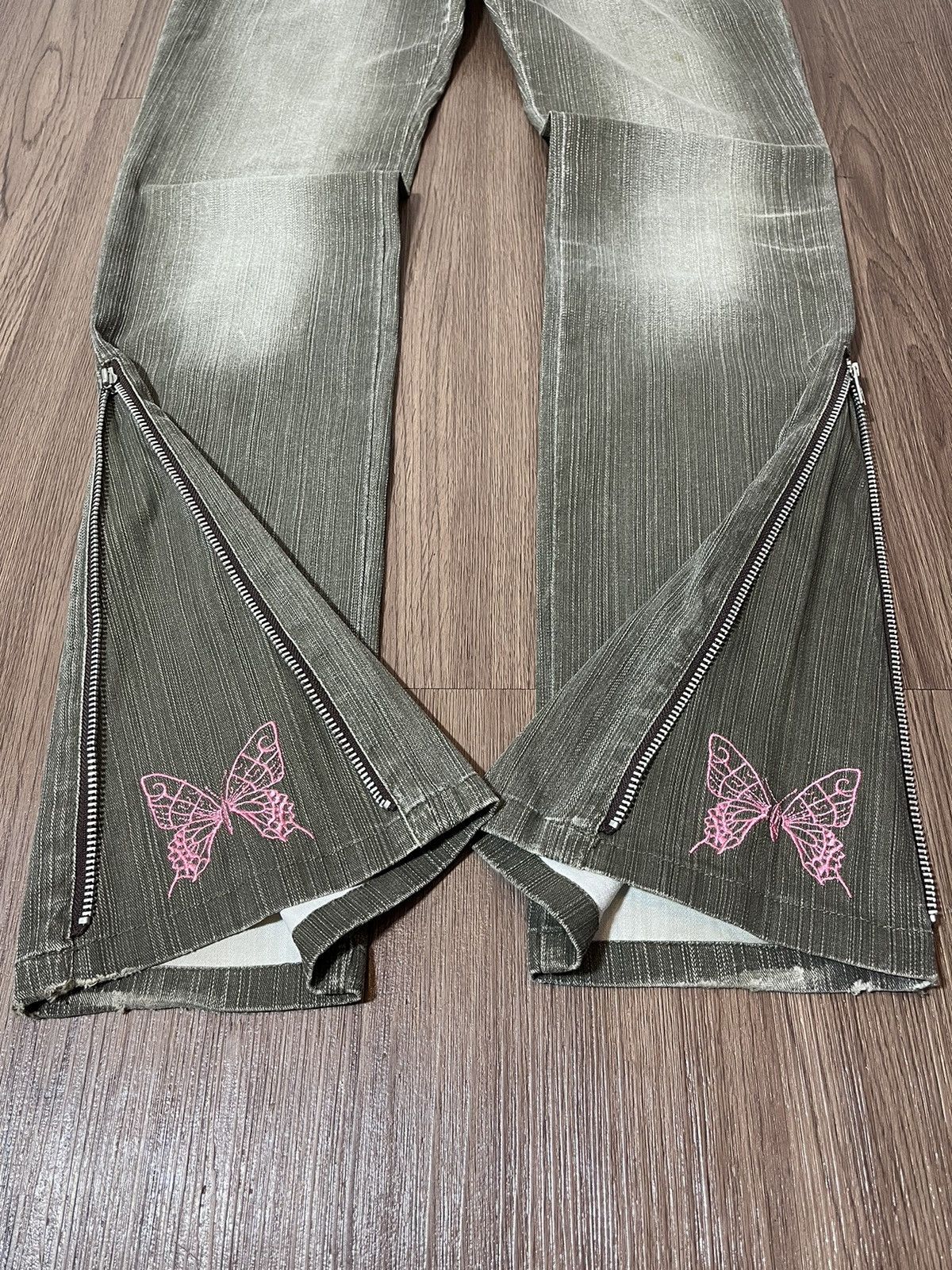 Tornado Mart Pink Tornado Multizipper Butterfly Flare Low-rise Jean Size US 30 / EU 46 - 7 Thumbnail