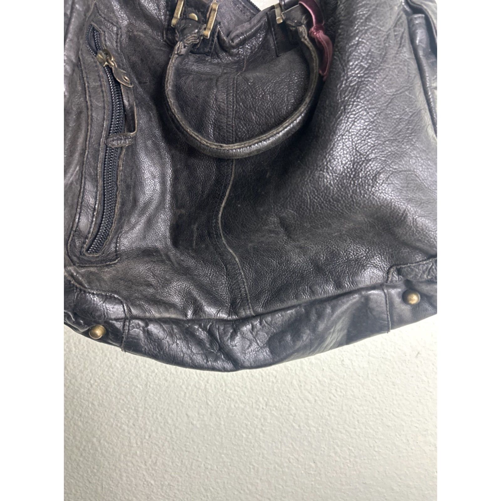 Vintage Rare Tough Jeansmith Military Surplus Brown Leather Large Shoulder Bag Flaw Size US 33 - 5 Thumbnail