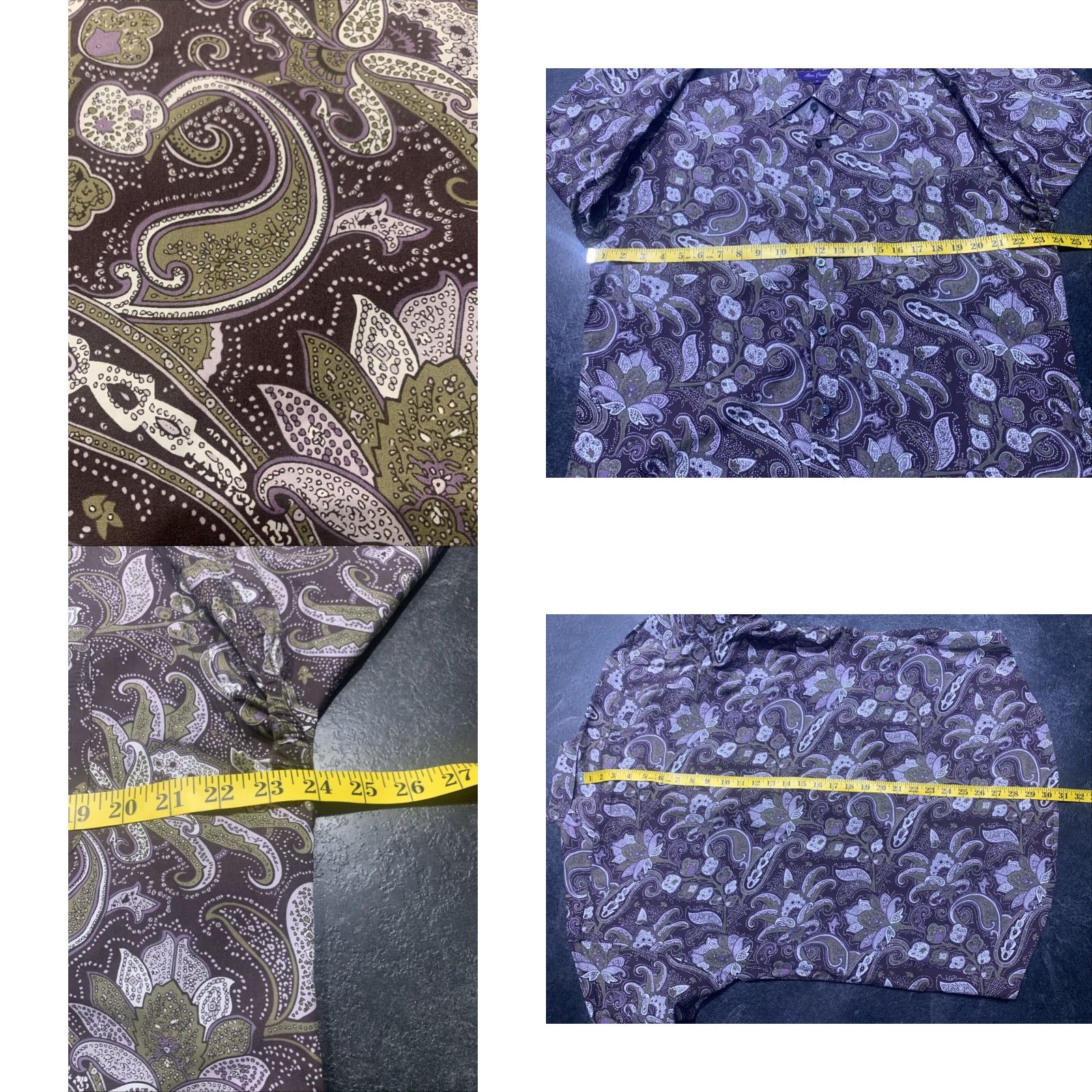 Vintage Alan Flusser Button Down Long Sleeve Mens Medium Purple Paisley Shirt Size US M / EU 48-50 / 2 - 8 Thumbnail