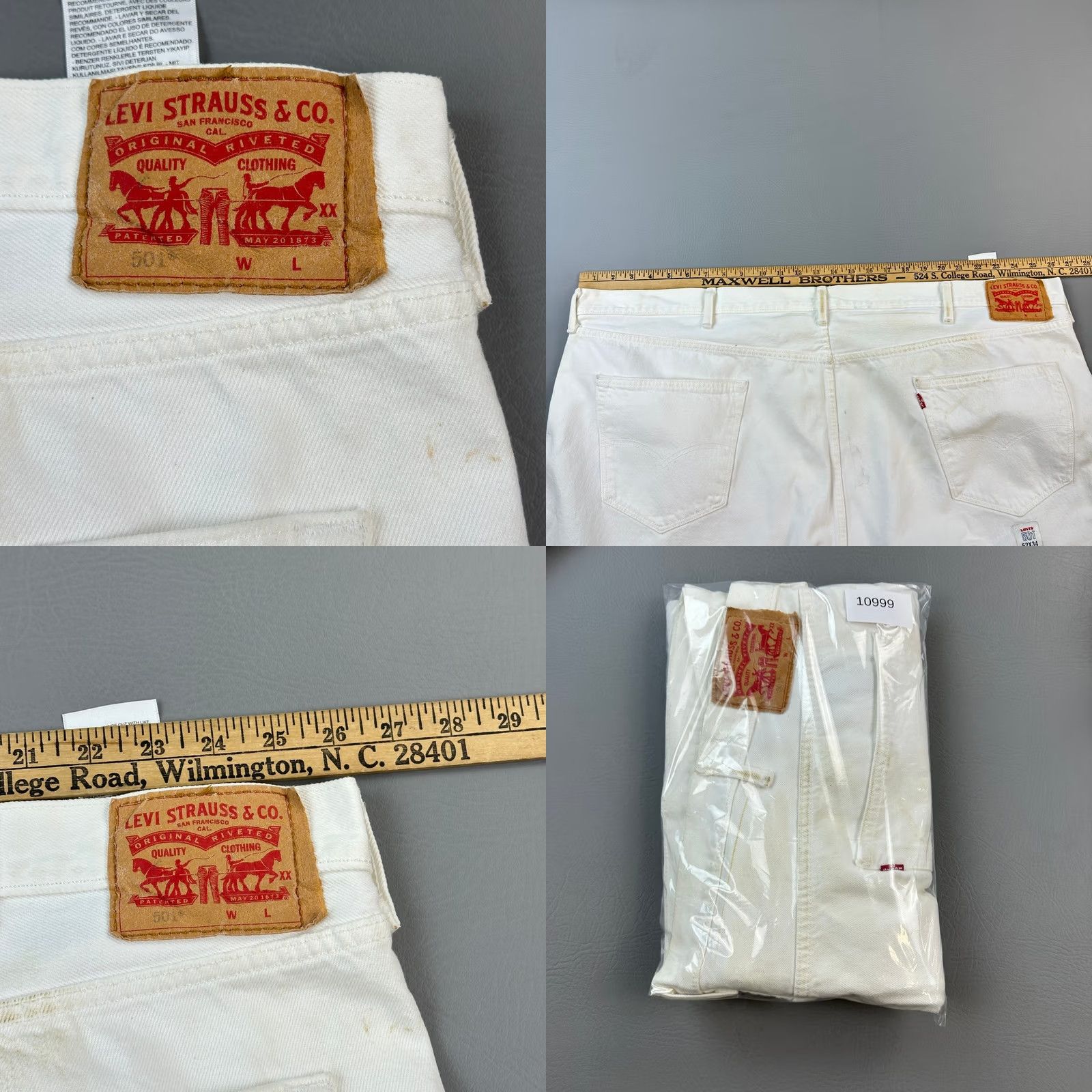 Levi's VINTAGE Levi's 501 Jeans Mens Big & Tall 52x34 White Denim Original Fit Button Fly Casual Size US 36 / EU 52 - 10 Thumbnail