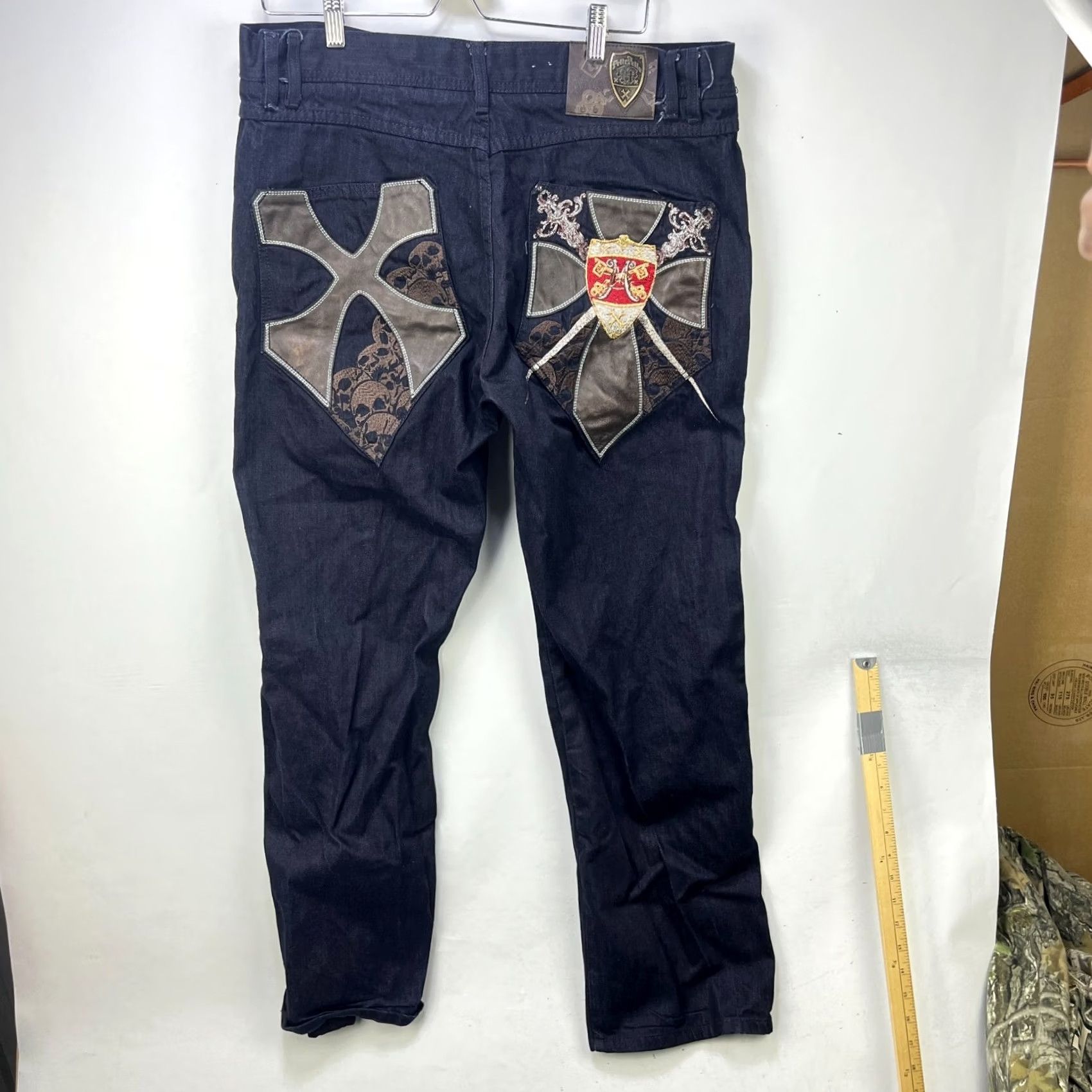 Pelle Pelle VINTAGE Pelle Pelle Jeans Baggy Skull Crest Blue 38 Mens Size US 38 / EU 54 - 2 Thumbnail