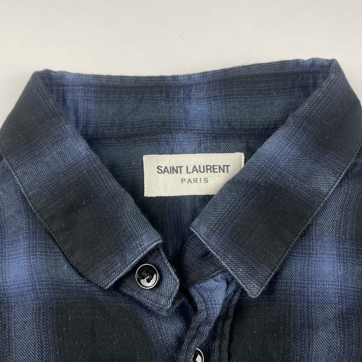 Saint Laurent Paris Saint Laurent Paris Hedi Silmane Blue Shadow Plaid Shirt 40 Size US M / EU 48-50 / 2 - 5 Thumbnail