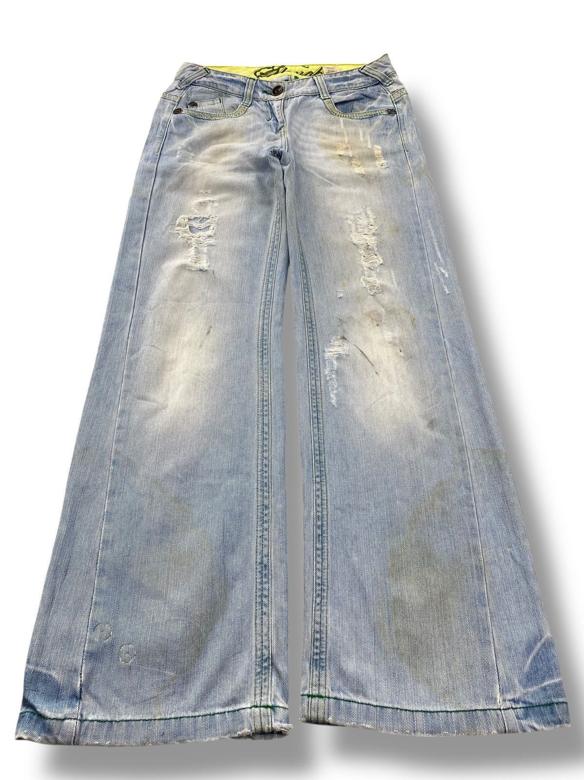 Japanese Brand Japanese brand Light Wash Distressed Style Flare Jeans Size US 30 / EU 46 - 1 Thumbnail