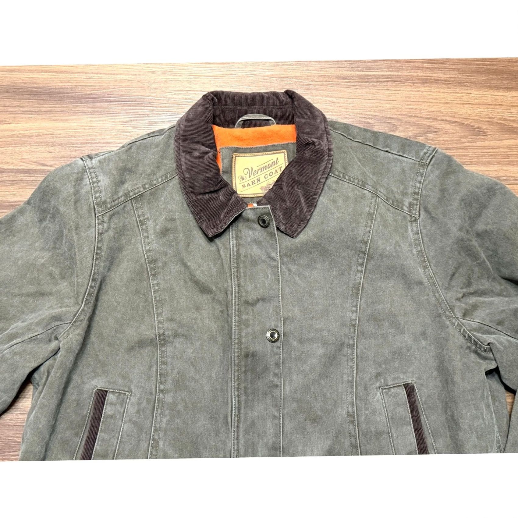 Olive Vermont Barn Coat Olive Green Fleece Lined Chore Jacket Women 1X Size XL / US 12-14 / IT 48-50 - 3 Thumbnail