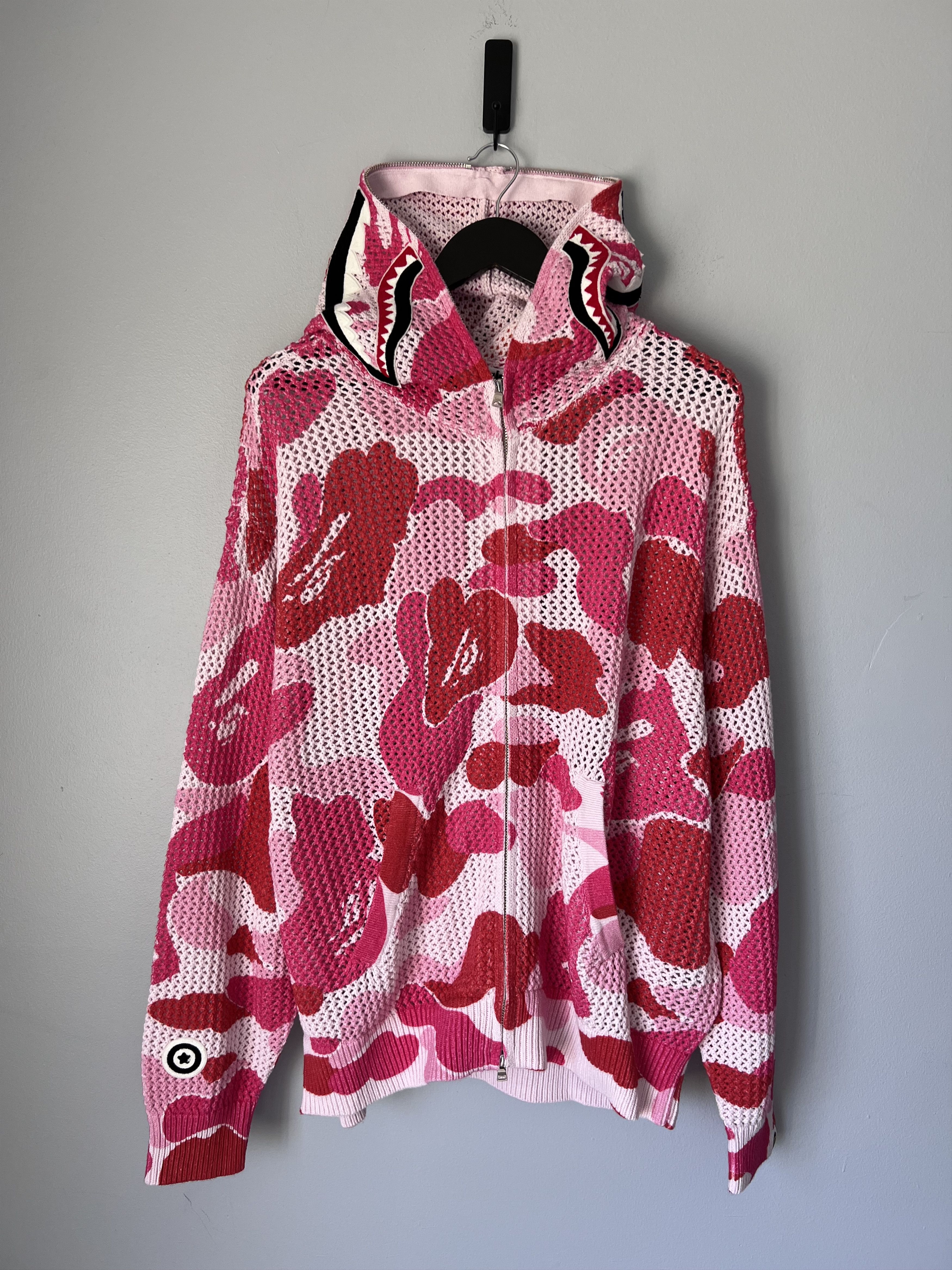 Bape BAPE Double shark full zip hoodie ABC camo pink | Grailed