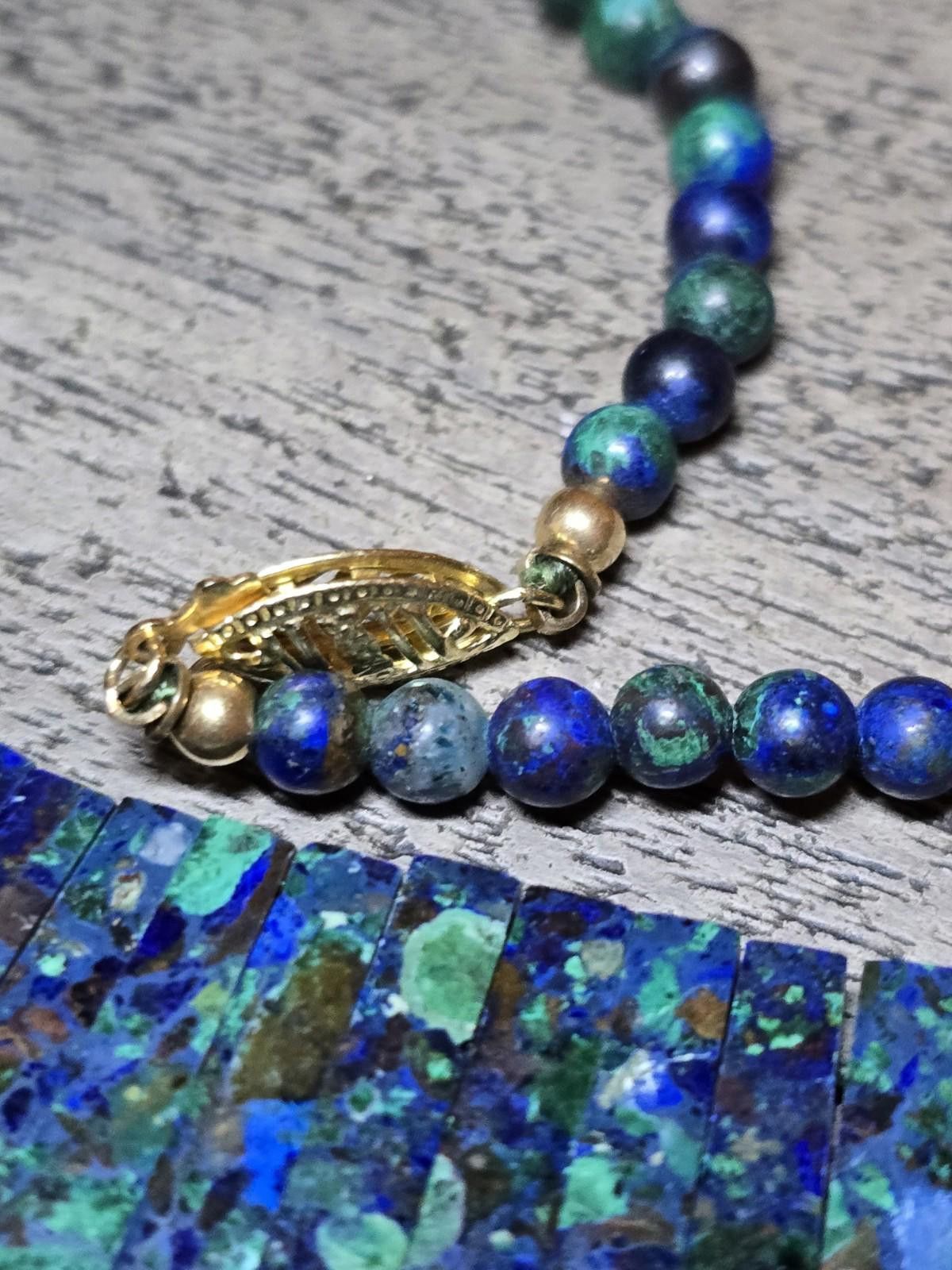 The Unbranded Brand Vibrant Azurmalachite Azurite Slab Necklace Artisan-Cut Size ONE SIZE - 9 Thumbnail