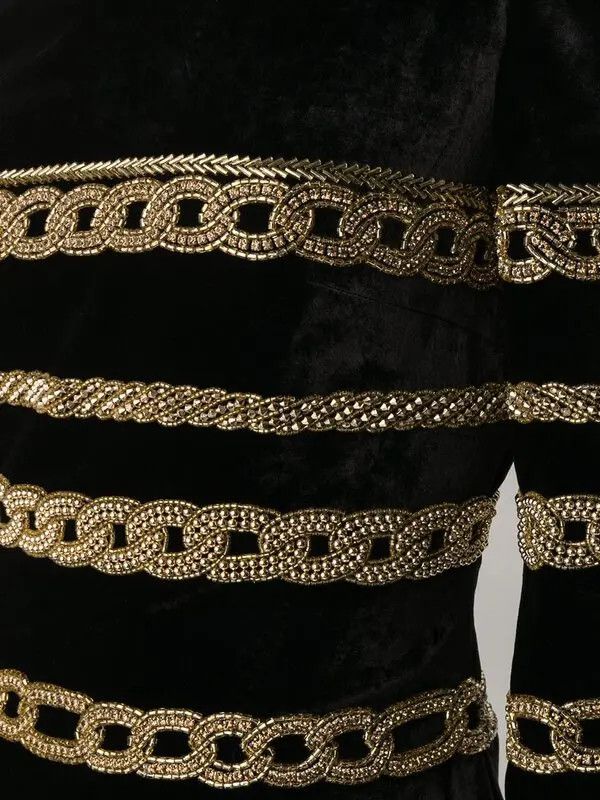 Balmain o1y0525 Mini Dress in Black/Gold Size S / US 4 / IT 40 - 2 Thumbnail