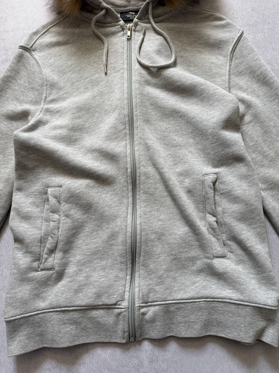 H&M Y2K Zipper Fur Hoodie Jacket Basic Gray Size US M / EU 48-50 / 2 - 4 Thumbnail