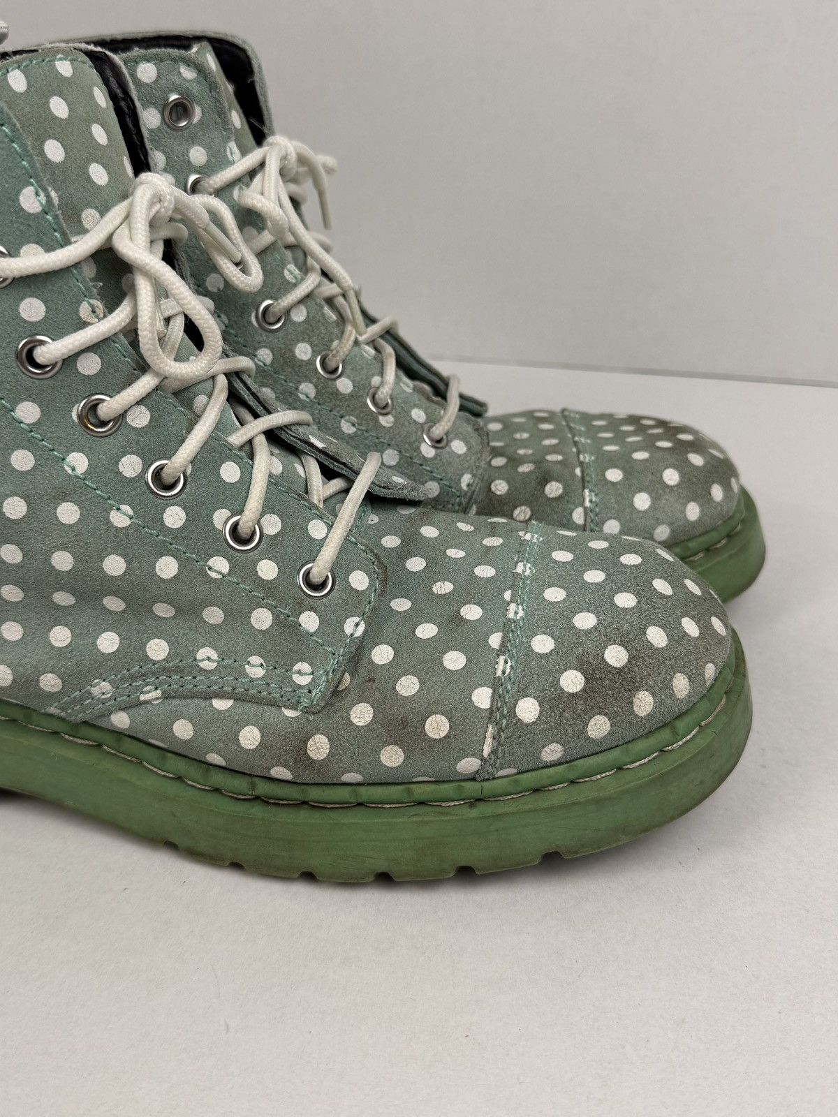 T.U.K. Footwear Anarchic TUK Boots Mint Polka Dots Anarchy Leather Combat Size US 10 / IT 40 - 11 Thumbnail