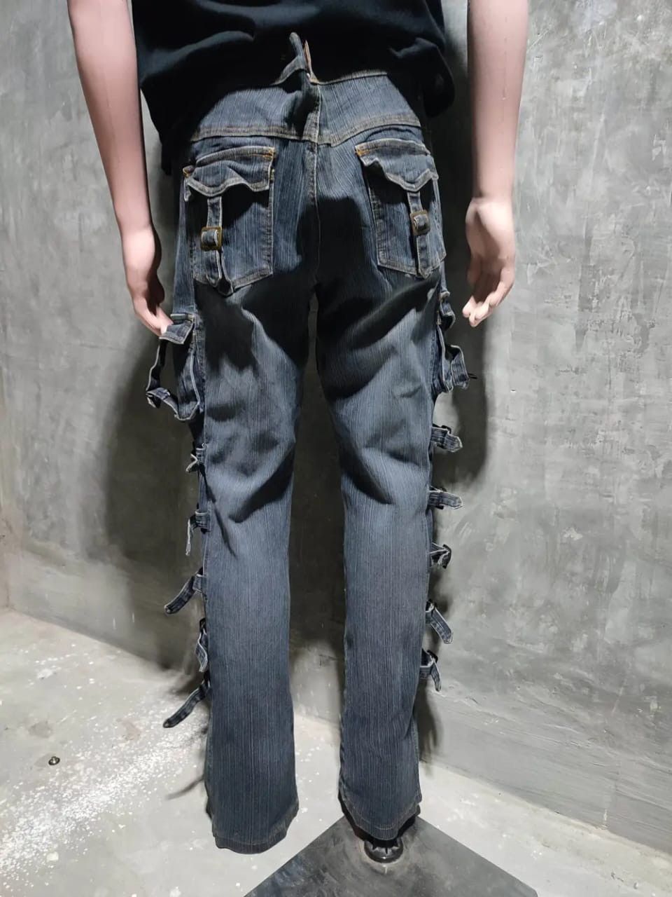 Other Apollo MultiStrap Design Cargo Flared Bondage Punk Jeans Size US 33 - 3 Thumbnail