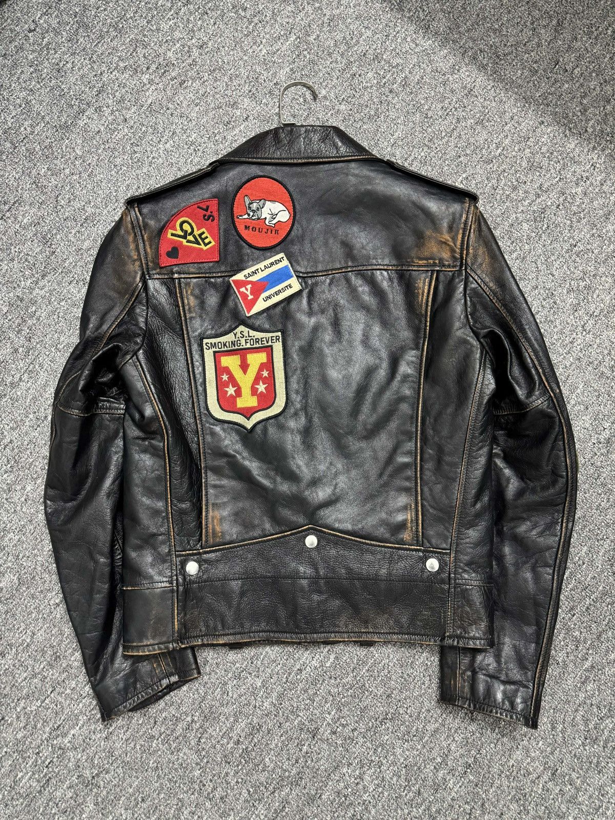 Saint Laurent Paris Saint Laurent multi patch leather biker jacket Size US M / EU 48-50 / 2 - 2 Thumbnail