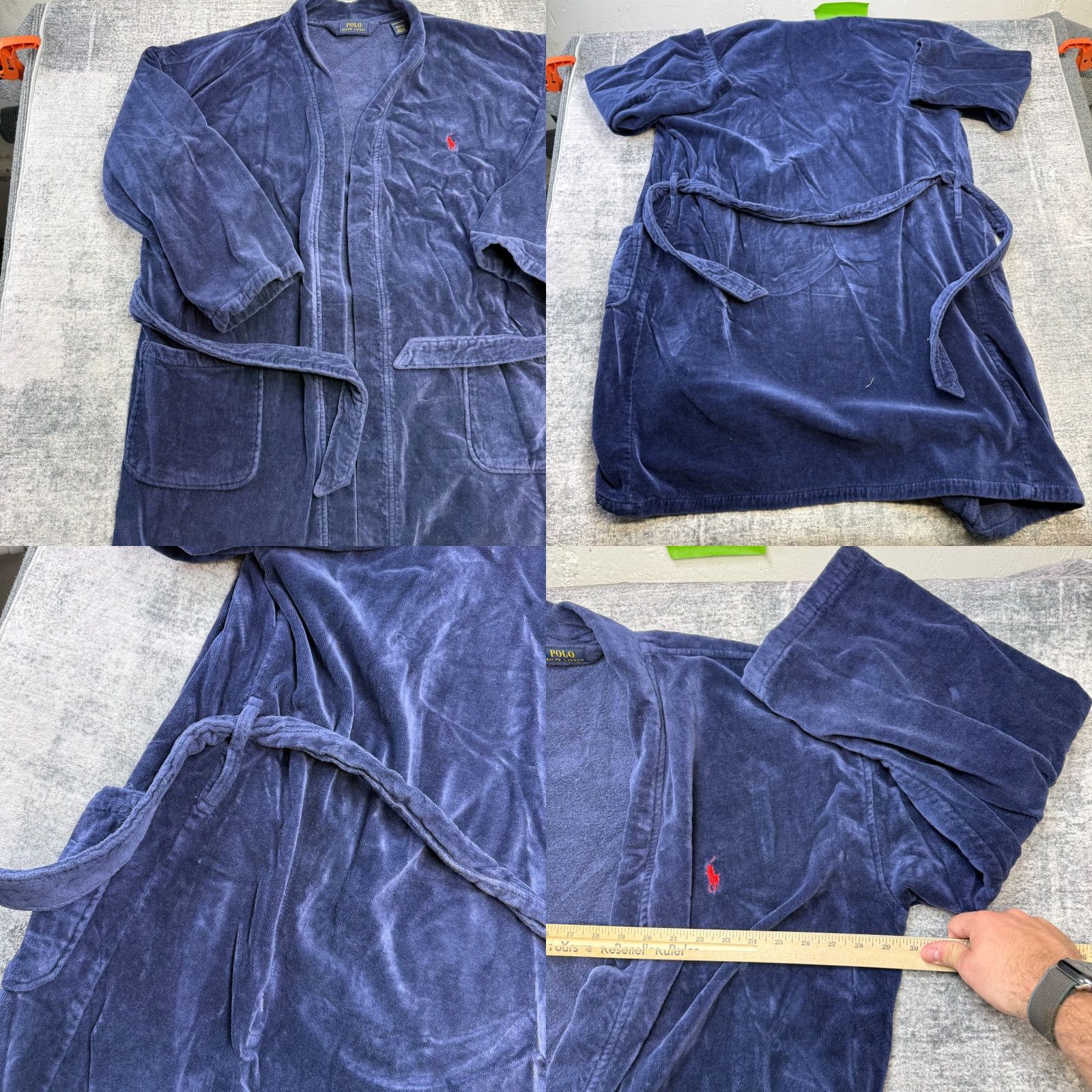 Polo Ralph Lauren Polo Ralph Lauren Rob Mens Bath Rob Belted Blue Cotton Terry Plush Bath Rob L XL Dark Blue Pony Size US L / EU 52-54 / 3 - 8 Thumbnail