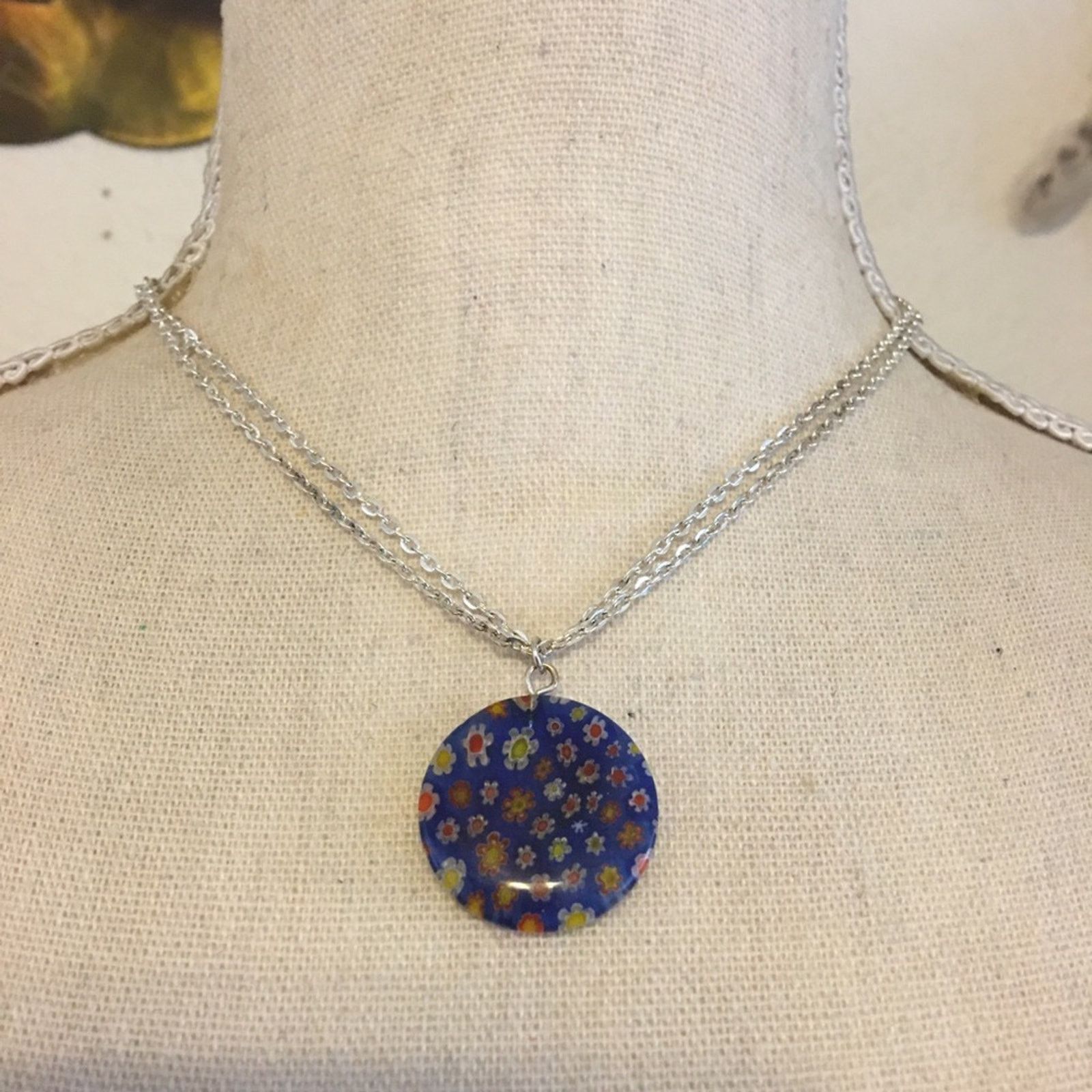 Jewelry Floral glass pendant double strand necklace Size ONE SIZE - 1 Thumbnail