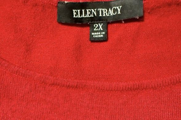 Ellen Tracy Ellen Tracy Red Knit Top 3/4 Sleeve with Bead Detail Size 2X Size XXL / US 16-18 / IT 52-54 - 3 Thumbnail