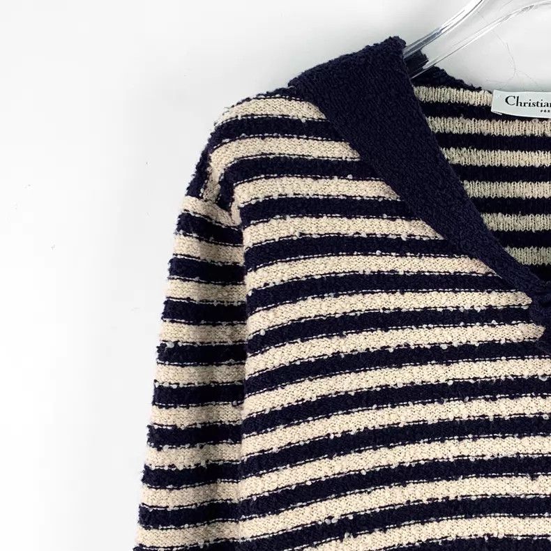 Dior Dior Blue and white striped navy collar cotton slogan logo Size XS / US 0-2 / IT 36-38 - 3 Thumbnail