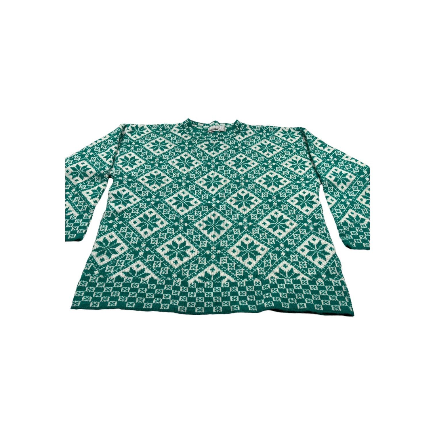 Cabin Creek Vintage Holiday Sweater L Green White Snowflake Pattern Size L / US 10 / IT 46 - 10 Thumbnail