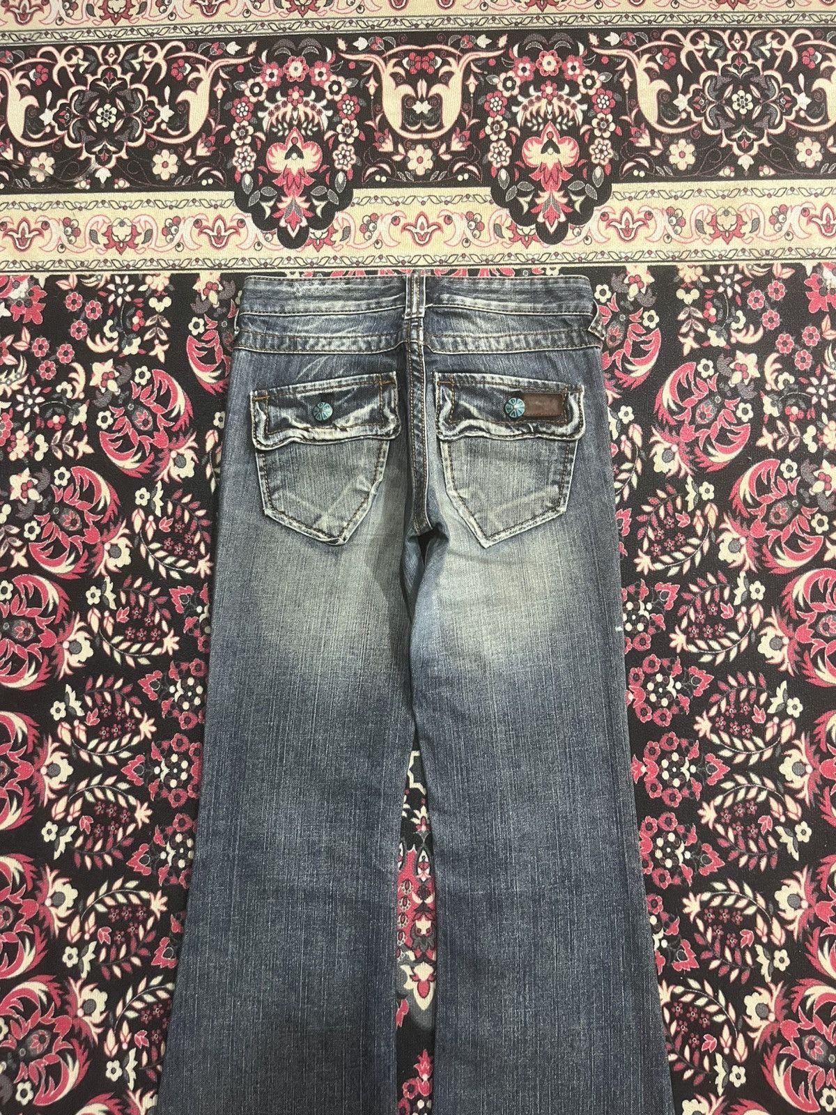 Japanese Brand Japanese Drive Jeans Blue Washed Distressed Flare Denim Size 25" / US 0 / IT 36 - 6 Thumbnail