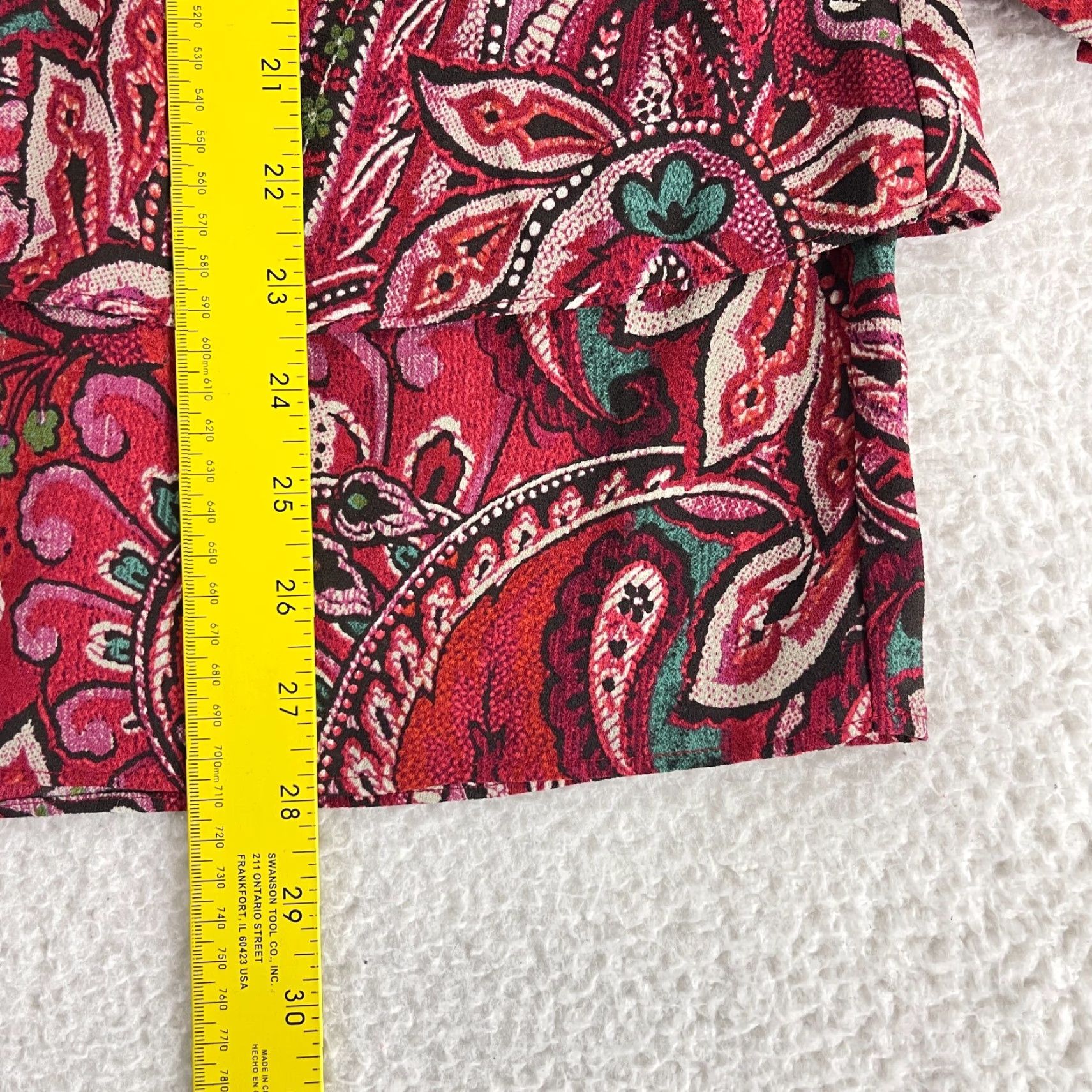J. Jill J. Jill Shirt Women Large Red Paisley Print Tiered Long Sleeve Round Neck Casual Size L / US 10 / IT 46 - 7 Thumbnail