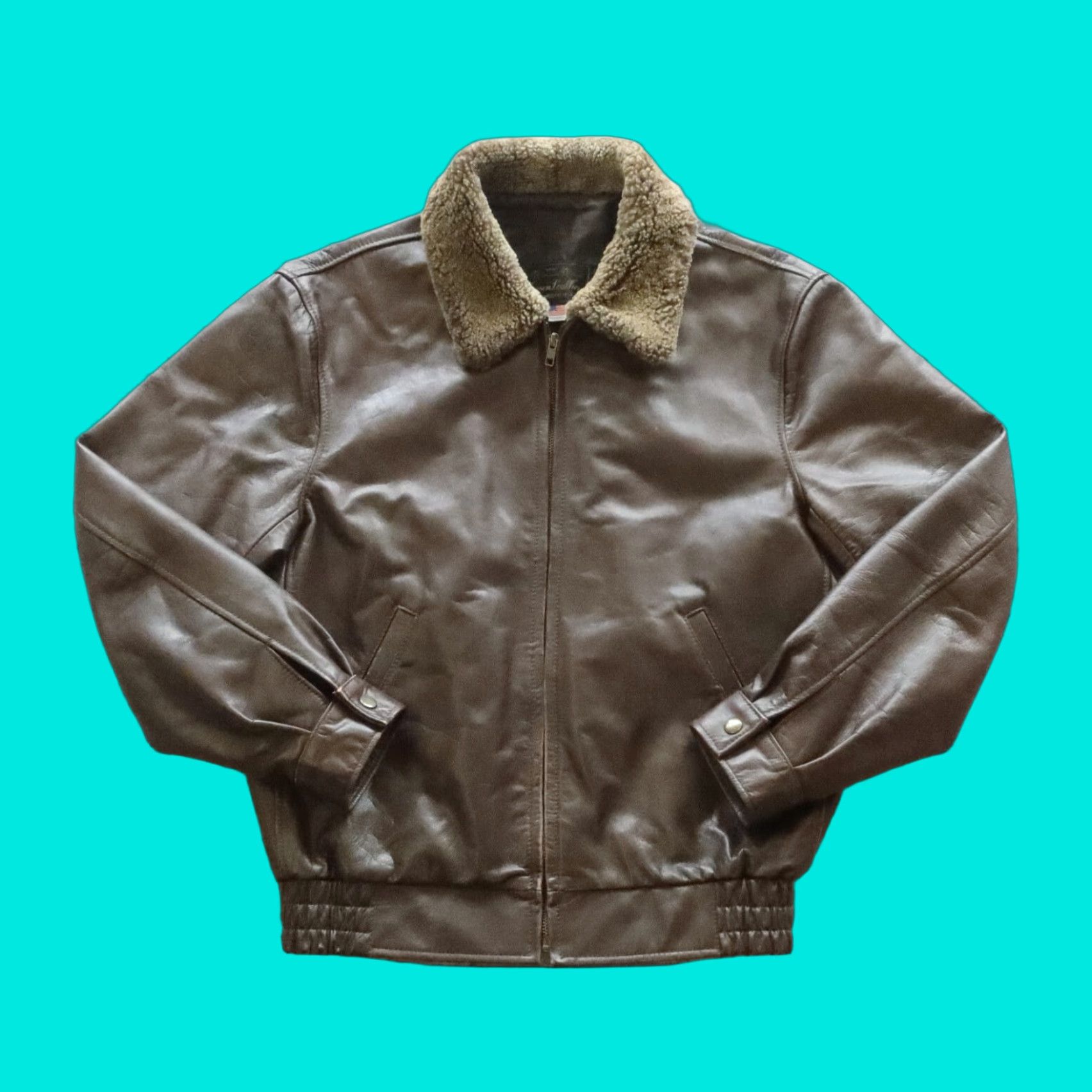 Vintage VINTAGE Johnson Leathers Bomber Jacket Mens Leather Brown 40 US Made USA Weekends? Size US XXS / EU 40 - 1 Thumbnail