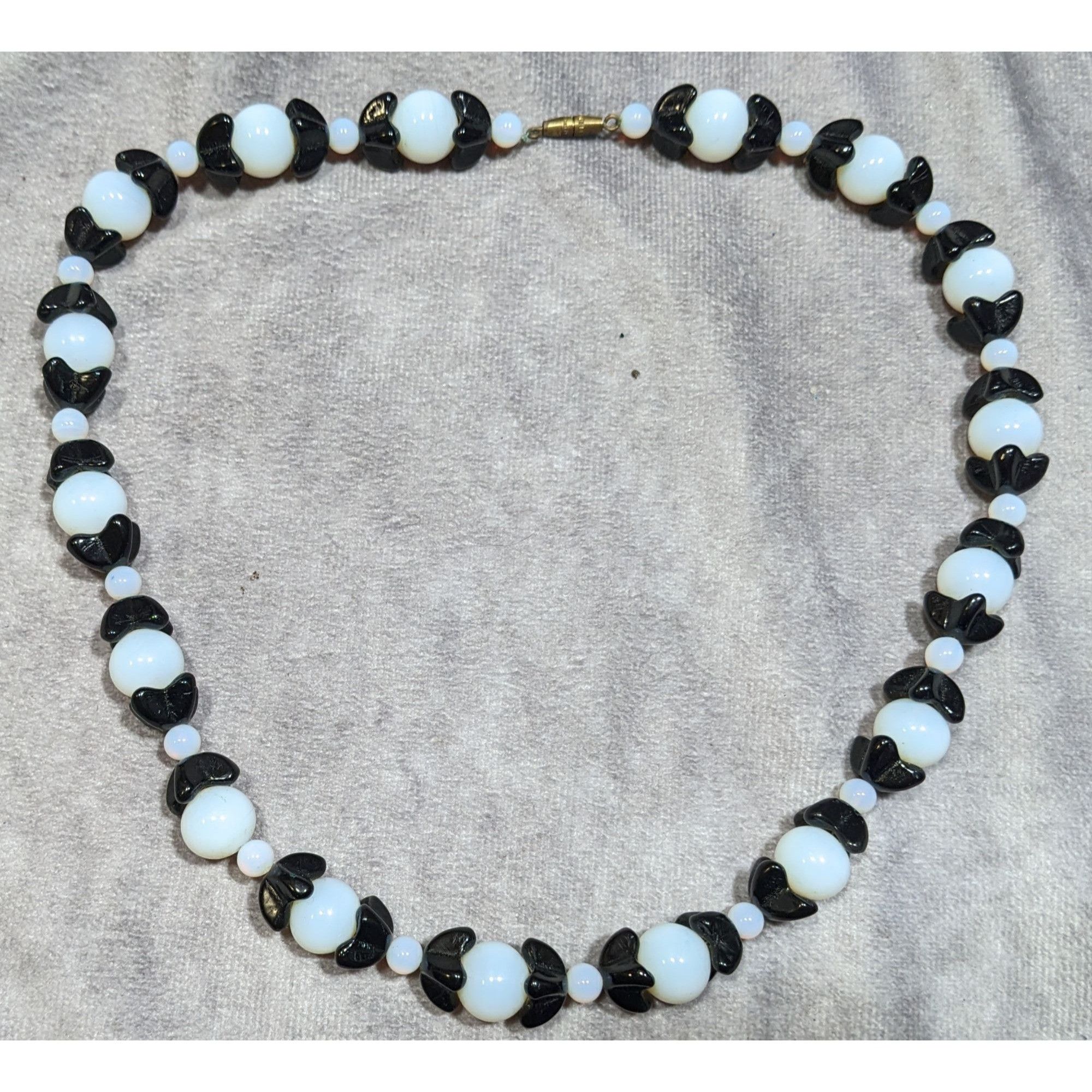 Handmade Handmade Whimsical Black And Moonstone Glass Beaded Necklace Size ONE SIZE - 5 Thumbnail