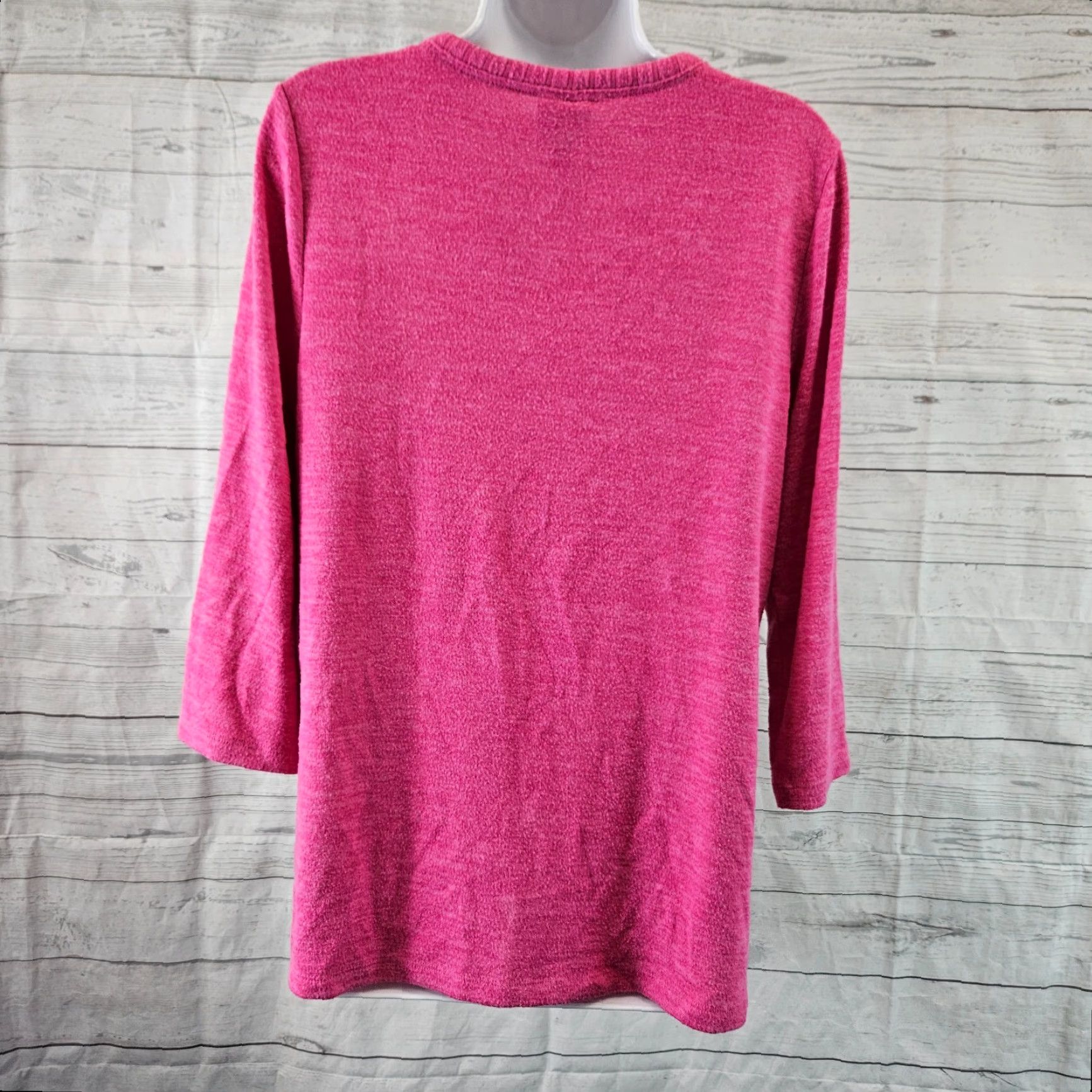 Vintage Chico's Womens Top Shirt 3/4 Sleeve V-Neck Pink Pocket Rayon Blend Polyester Spandex Solid M Womens Size M / US 6-8 / IT 42-44 - 4 Thumbnail
